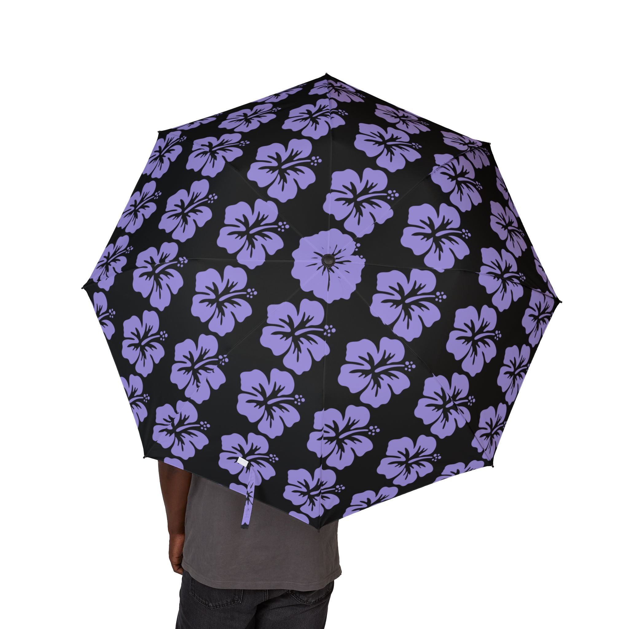 Purple Floral Foldable Umbrella | Semi-Automatic/Compact for Travel | Rain/UV Protection | Perfect Gift for Women