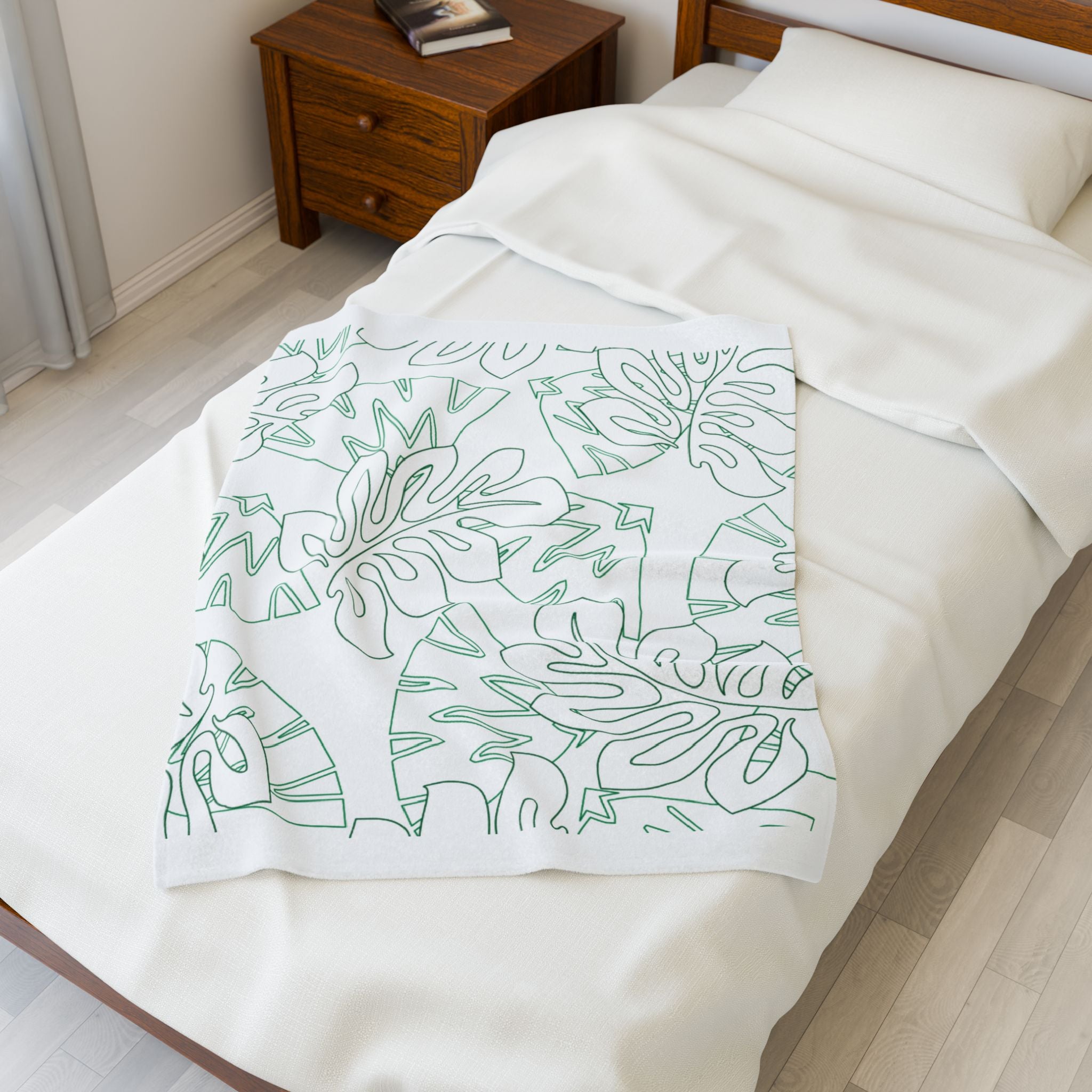 Tropical Leaves Plush Blanket - Cozy, Soft, Decorative Throw for Home, Gift for Her, Summer Vibes, Relaxation Decor
