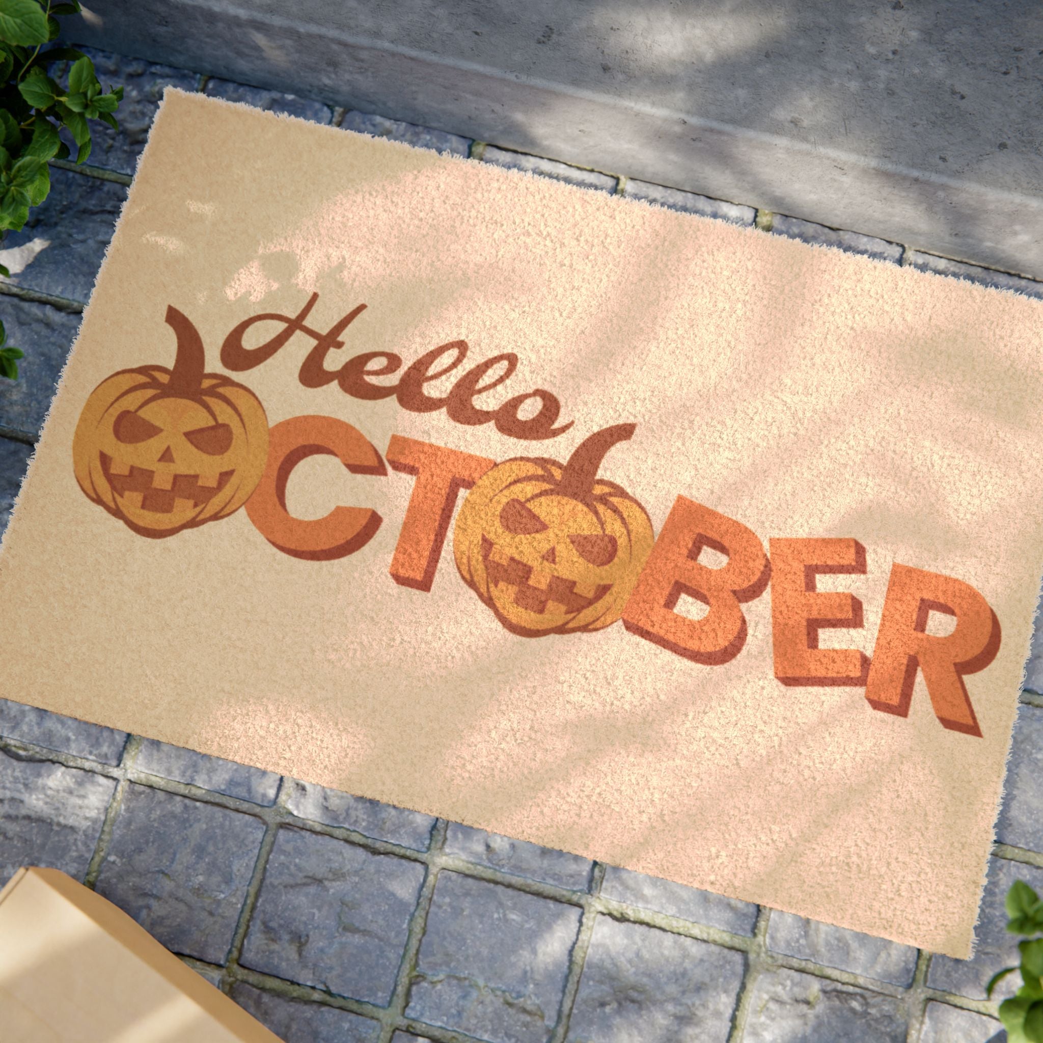 Halloween Doormat, Seasonal Welcome Mat, Fall Decor, October Home Entrance, Pumpkin Welcome Mat