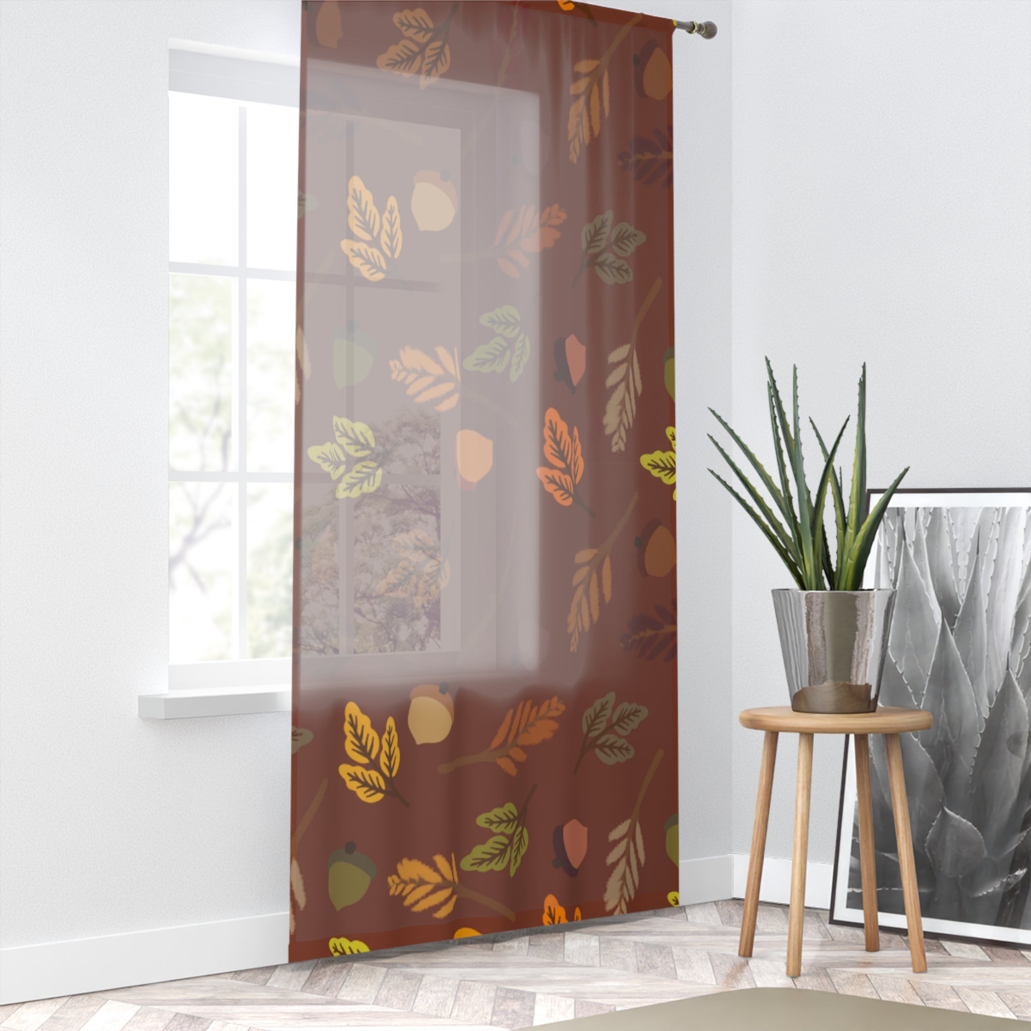 Autumn Leaf Window Curtain, Fall Home Décor, Warm Tapestry for Cozy Living Spaces, Seasonal Window Treatment, Rustic Indoor Decoration