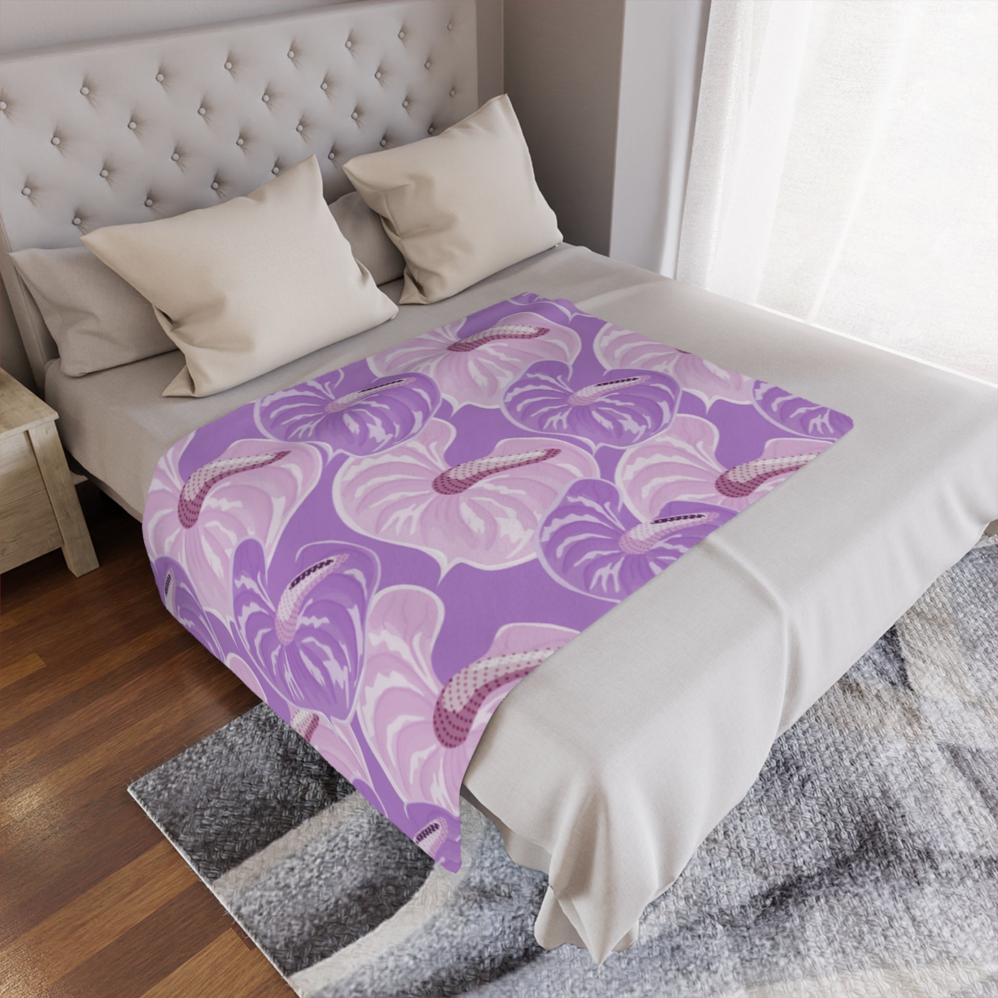 Lavender Floral Minky Blanket, Cozy Throw for Kids, Soft Baby Blanket, Flower Pattern Blankie, Perfect Gift for Girls