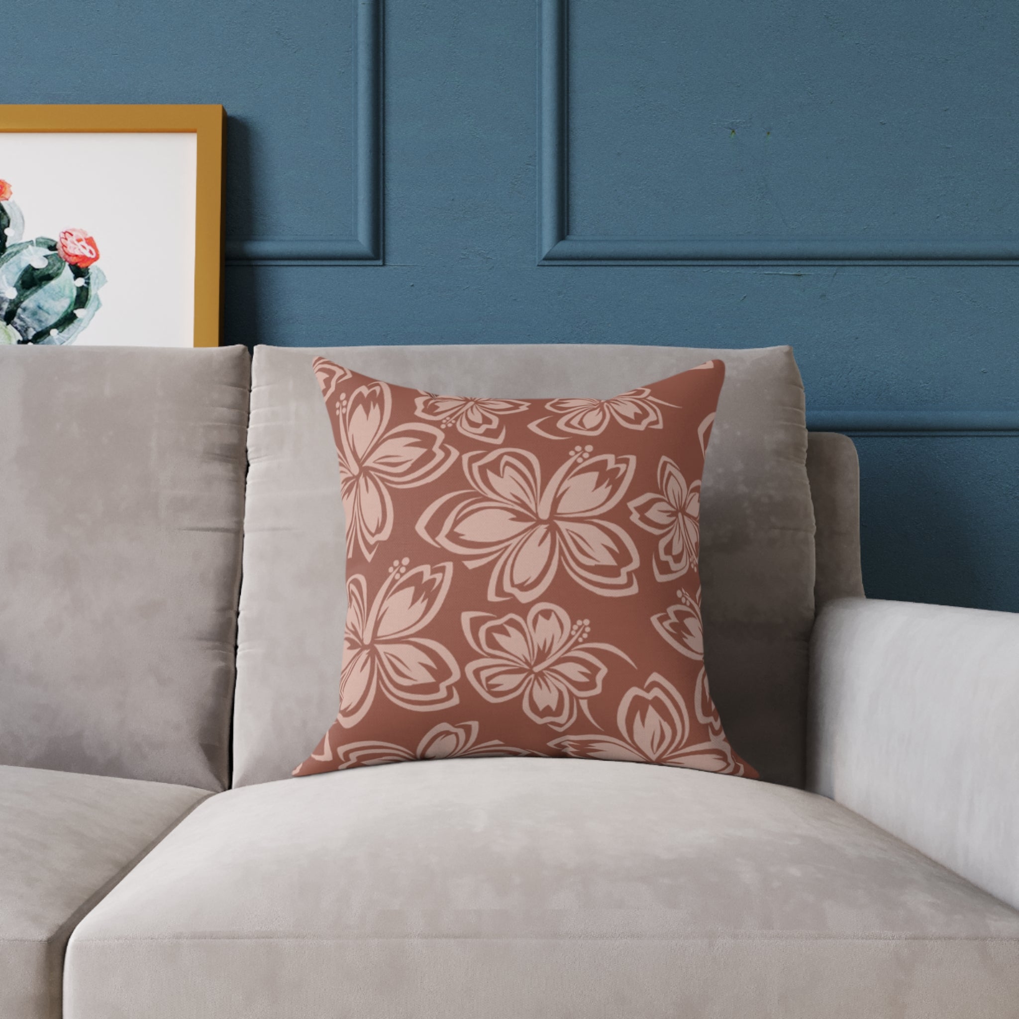 Elegant Floral Square Poly Canvas Pillow, Cozy Home Décor, Gift for Flower Lovers, Accent Cushion, Vintage Vibes