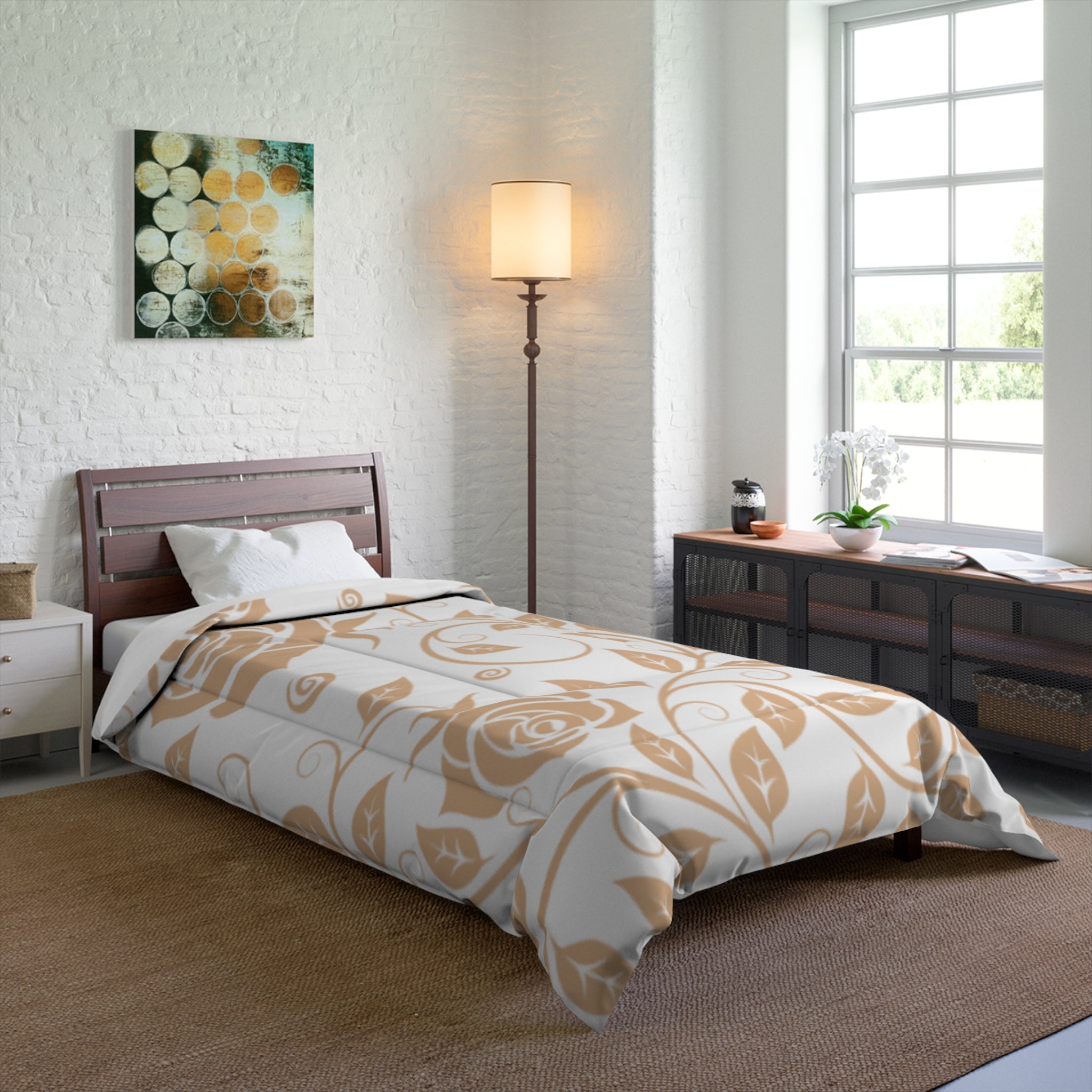 Elegant Floral Comforter for Cozy Bedrooms, Rose Pattern Blanket, Home Décor, Bedding Set, Cozy Gift for Her