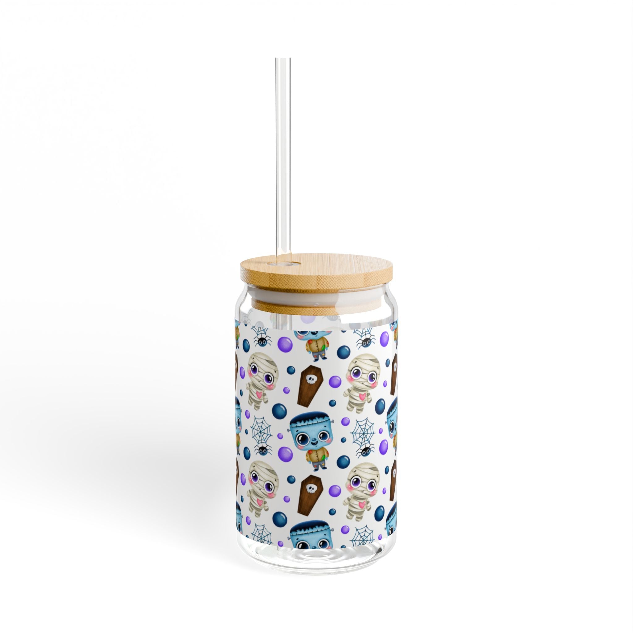 Whimsical Sipper Glass, 16oz | Cute Dessert Drinkware, Fun Party Glass, Unique Gift, Colorful Kitchen Decor, Summer Refreshments