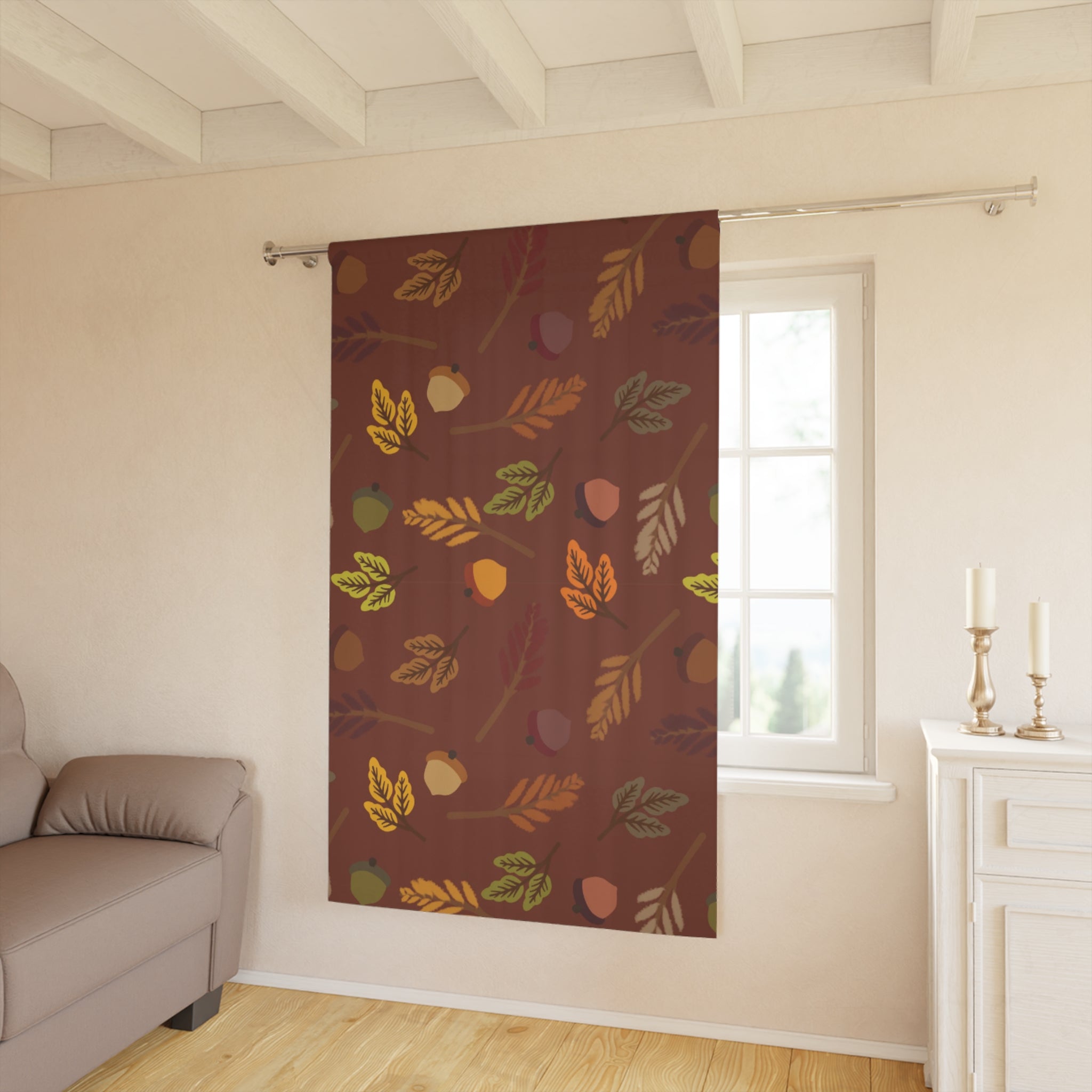 Autumn Leaf Window Curtain, Fall Decor, Home Decor, Room Accessories, Cozy Living Room