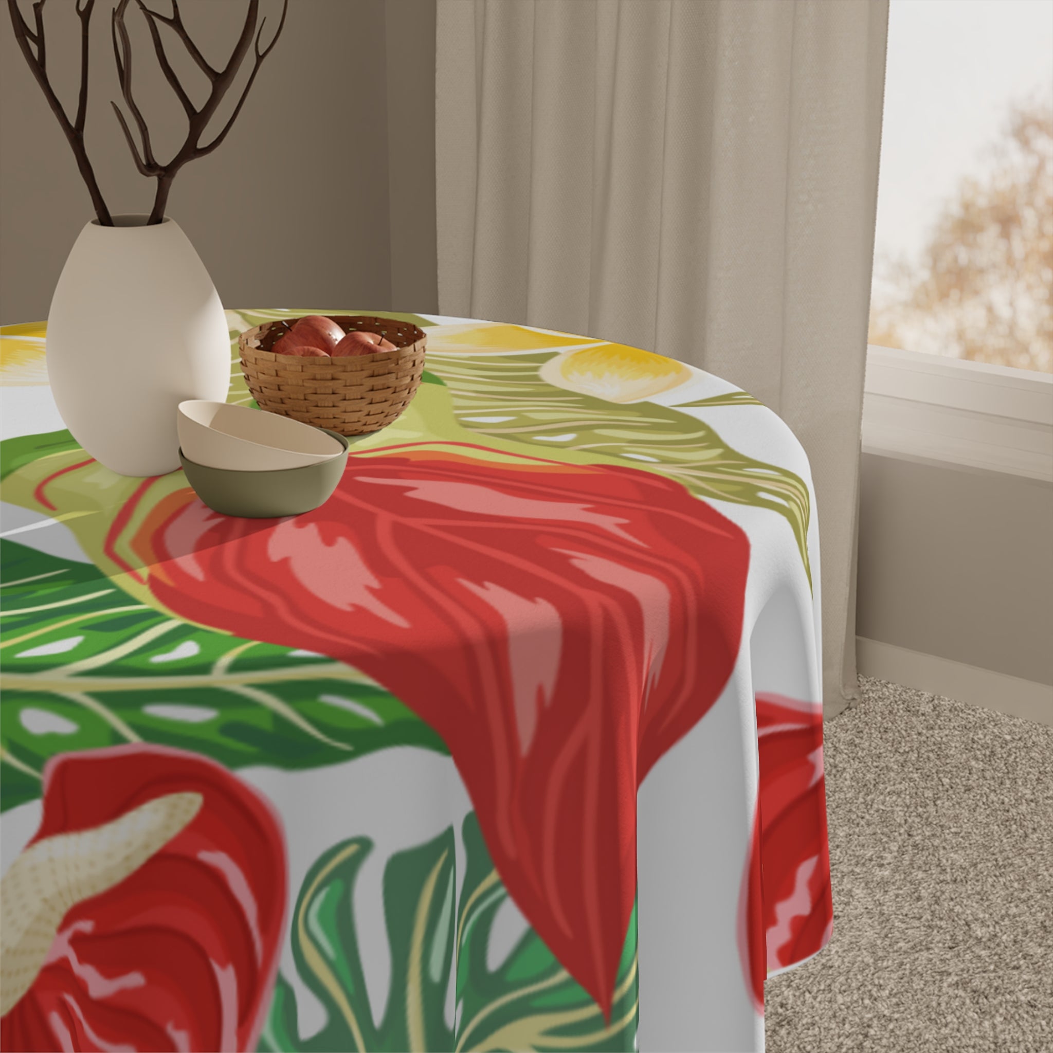 Hawaiian Tropical Floral Tablecloth, Picnic Decor, Summer Celebration, Party Dining, Boho Home Style