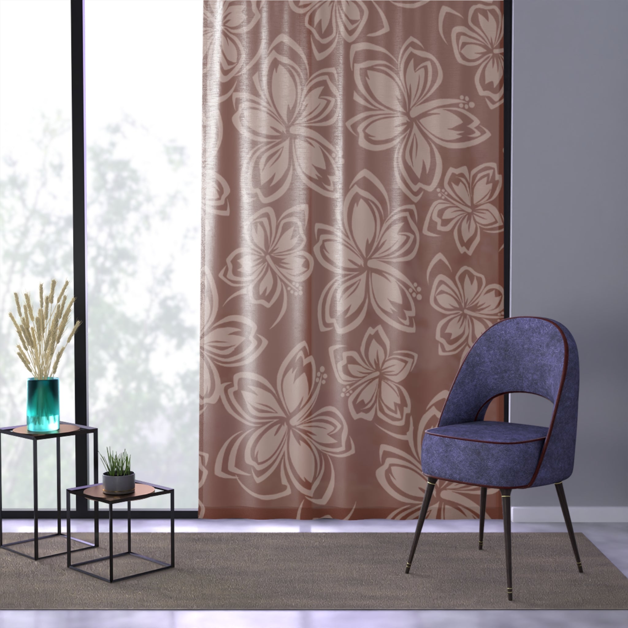 Floral Window Curtain, Elegant Home Decor, Boho Chic Drapes, Privacy Sheer, Living Room Accessories, Bedroom Beautification