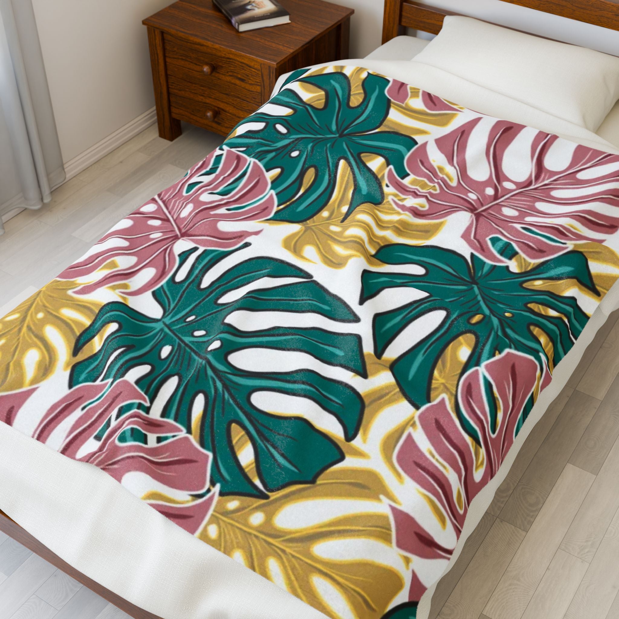 Tropical Velveteen Plush Blanket | Soft & Cozy Throw for Relaxation, Home Decor, Gift, Tropical Vibe, Indoor Comfort, Every Season
