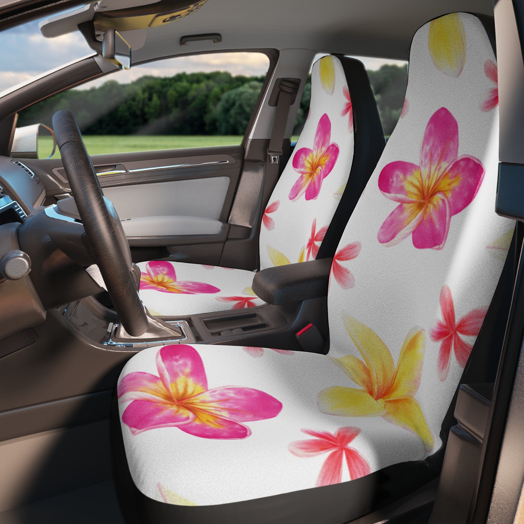 Floral Car Seat Covers, Stylish Auto Accessories, Flower Pattern Seat Protectors, Car Interior Decor, Gift for Flower Lovers