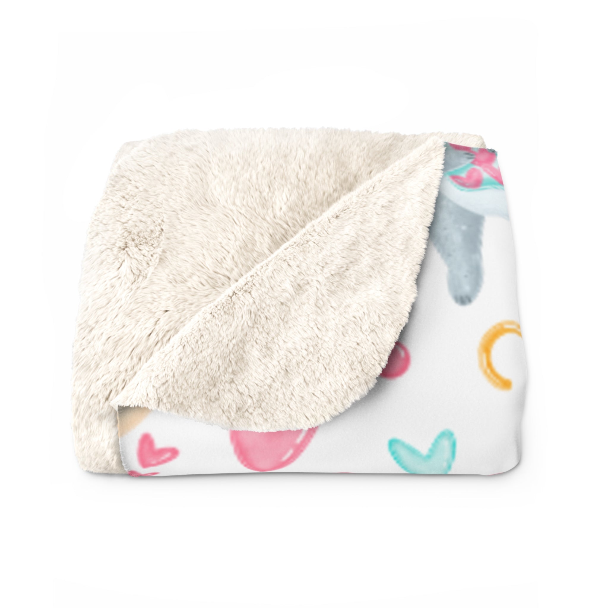 Cozy Animal Print Sherpa Fleece Blanket, Cute Blanket for Kids, Nursery Decor, Gift for Baby Shower, Soft Throw Blanket