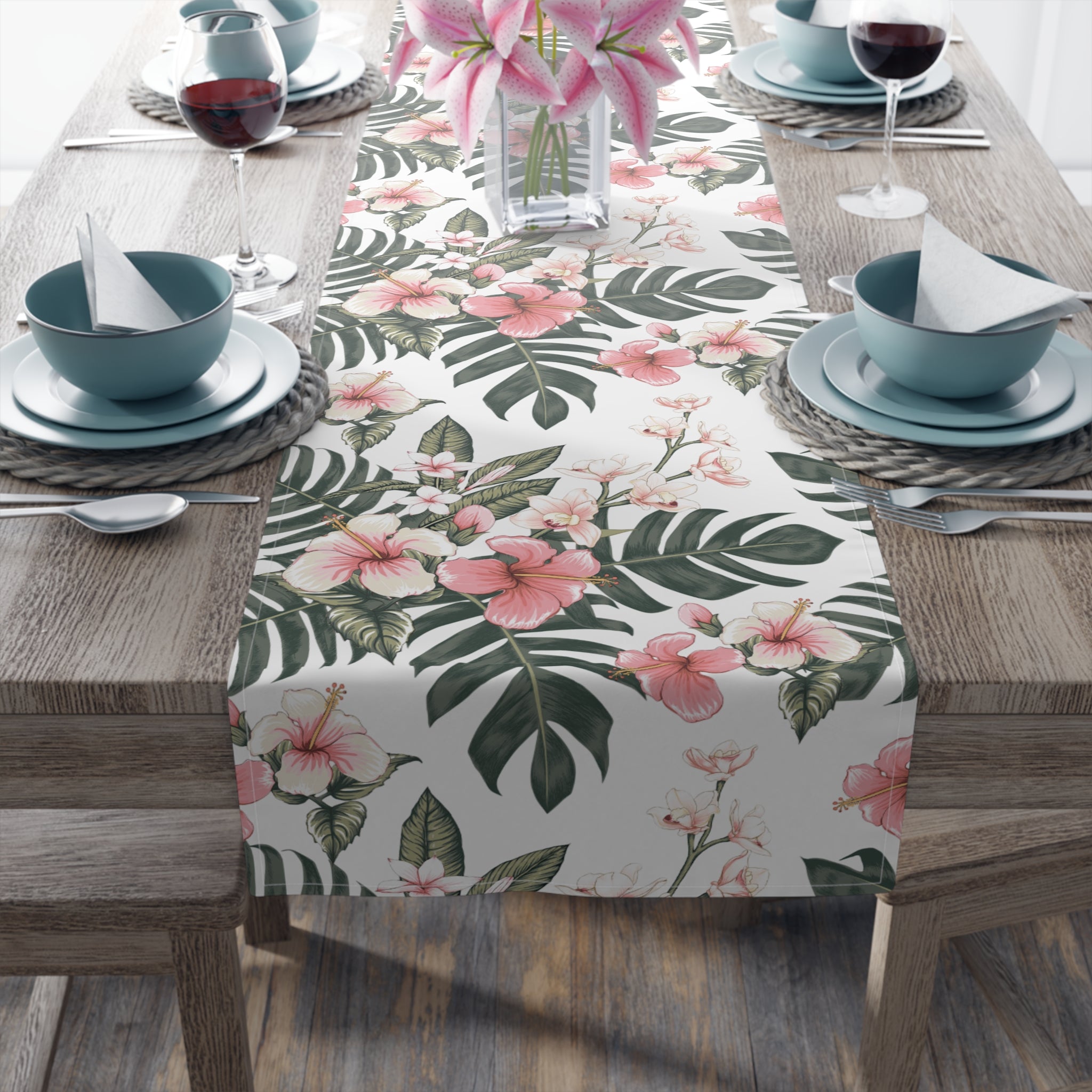 Floral Table Runner, Tropical Decor, Dining Table Centerpiece, Bohemian Home Accessories, Wedding Table Decor, Summer Events