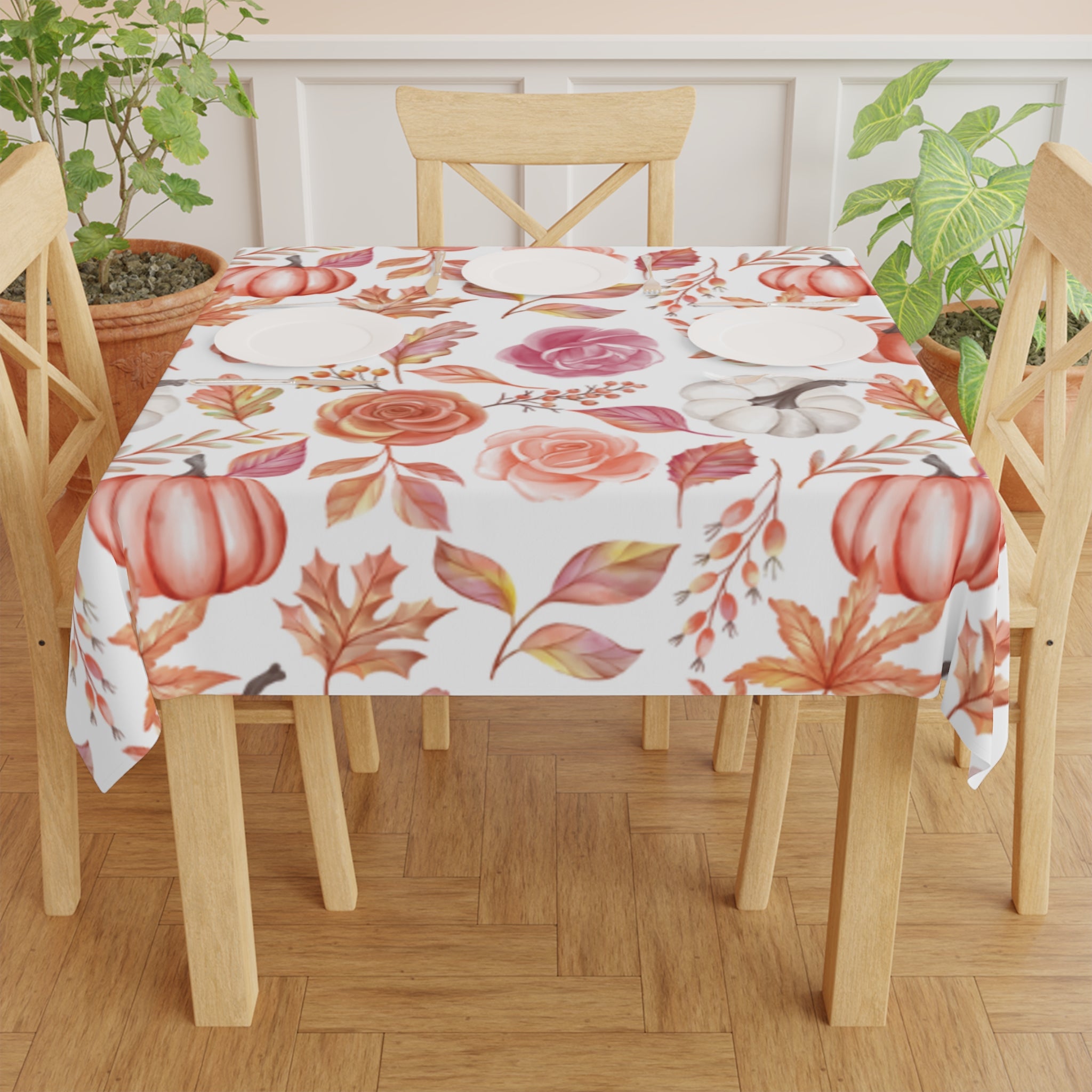 Fall Floral Tablecloth, Autumn Decor, Thanksgiving Table Cover, Seasonal Dining, Kitchen Table Accessory