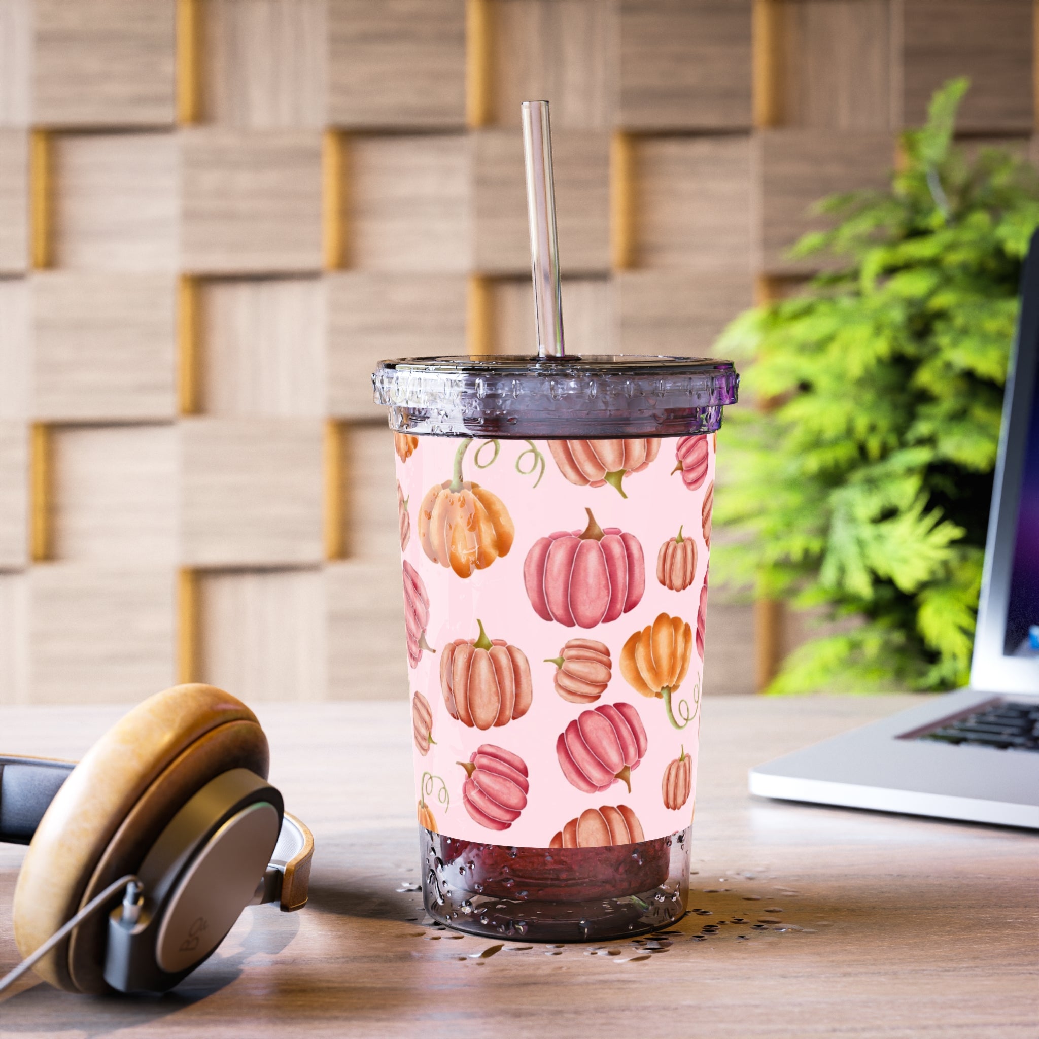 Pumpkin Pattern Acrylic Cup, Fall Drinkware, Seasonal Tumbler, Gift for Autumn, Thanksgiving Party, Cute, Reusable Cup