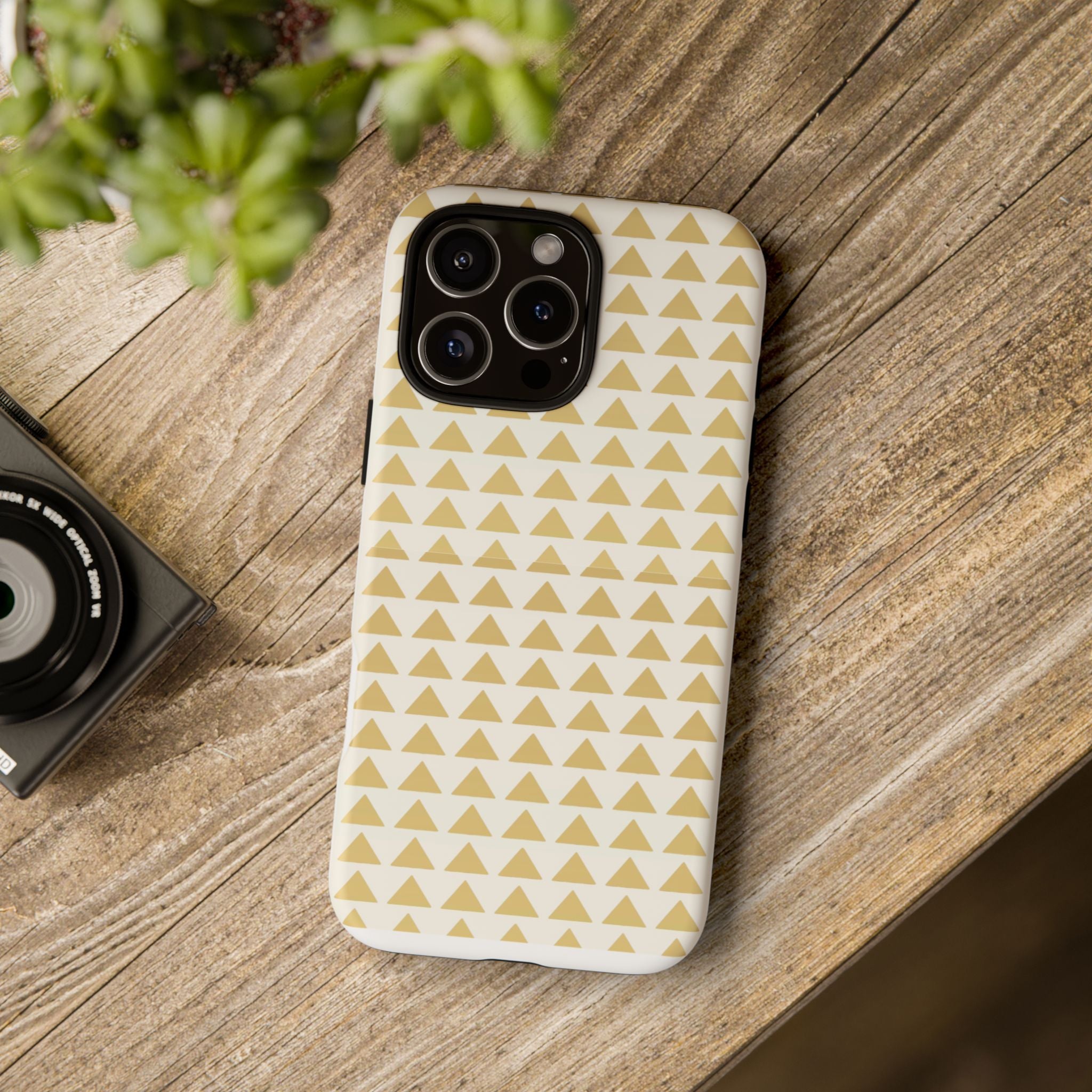 Gold Triangle Phone Case, Chic Phone Cover, Stylish Phone Accessory, Unique Gift for Tech Lovers, Durable Phone Protector