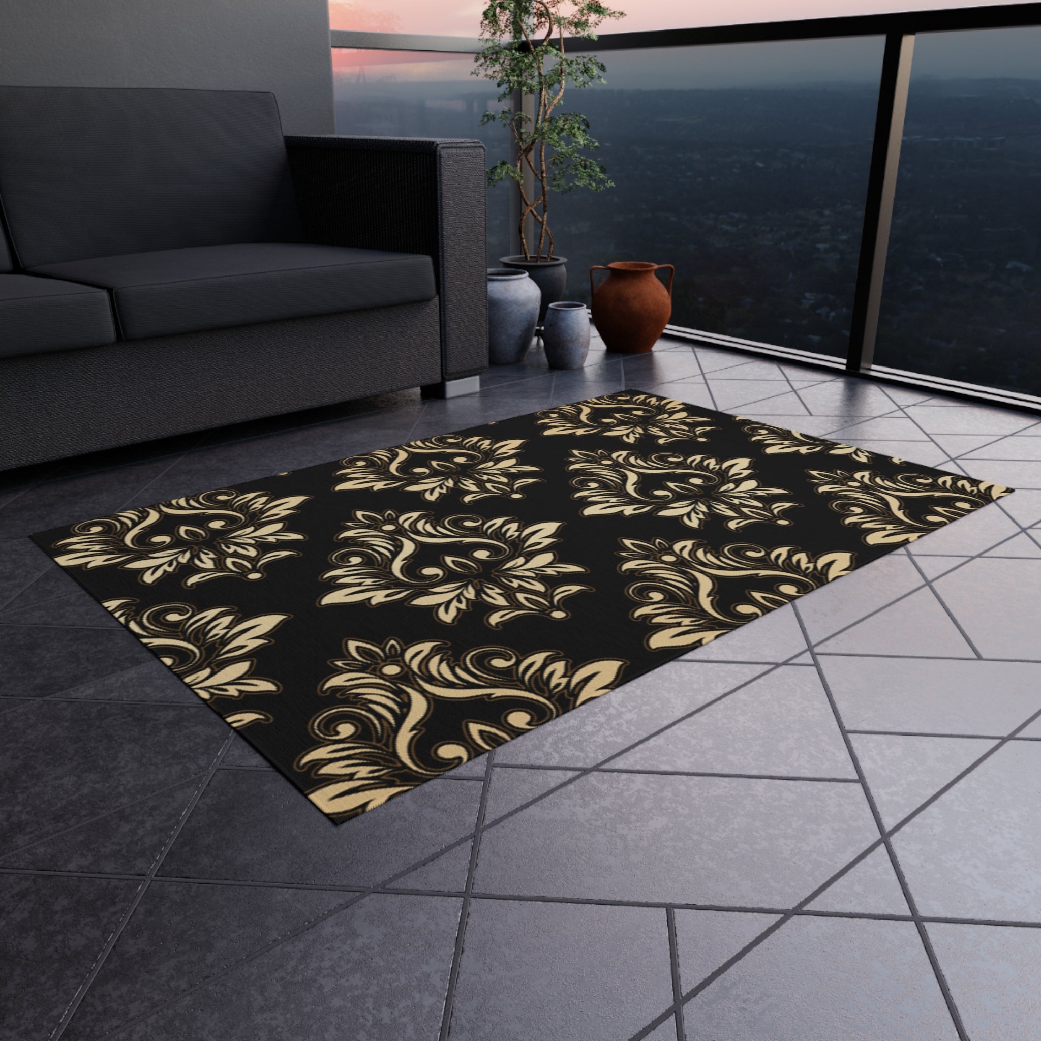 Stylish Outdoor Rug for Patios, Modern Decor, Home and Garden, Table Setting, Outdoor Living, Perfect for BBQs