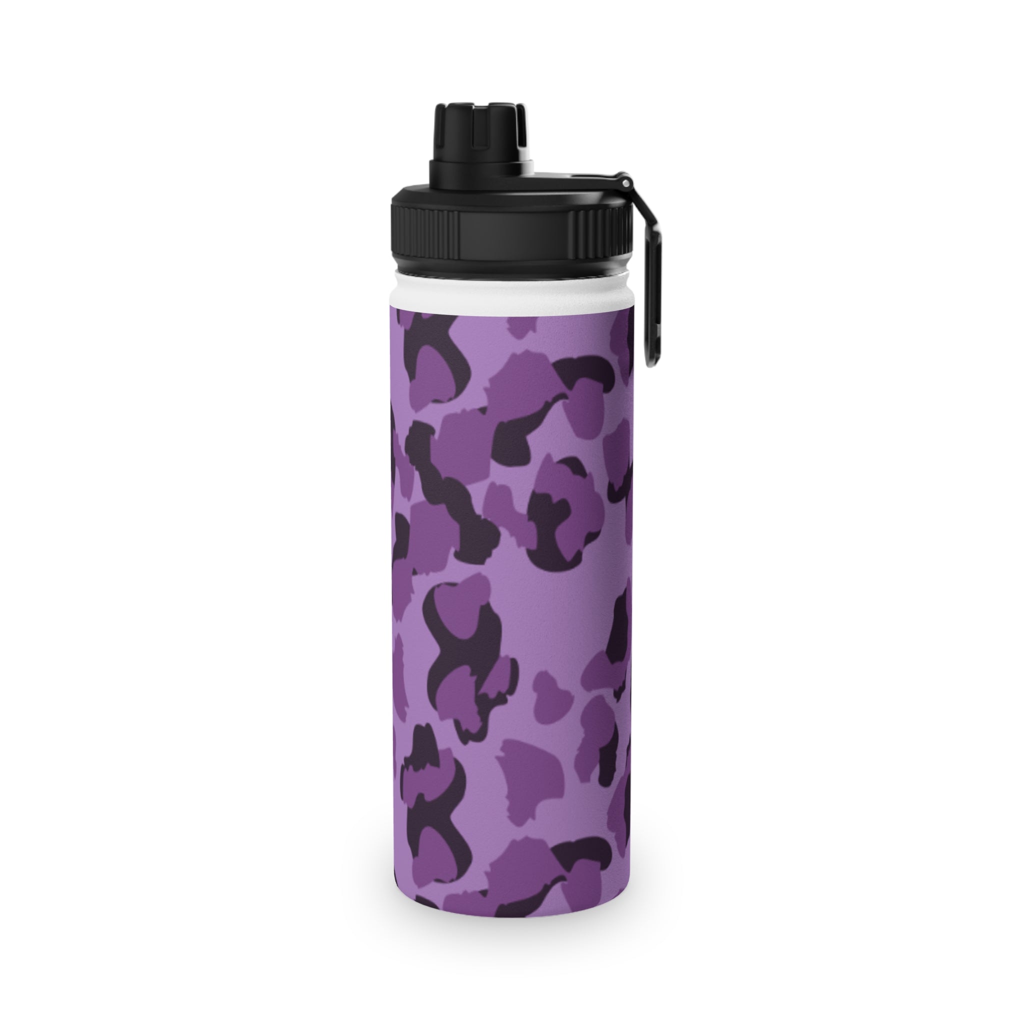 Purple Camo Water Bottle, Travel Hydration, Gym Essential, Eco-Friendly Gift, Active Lifestyle, Sports Gear, Outdoor Accessories