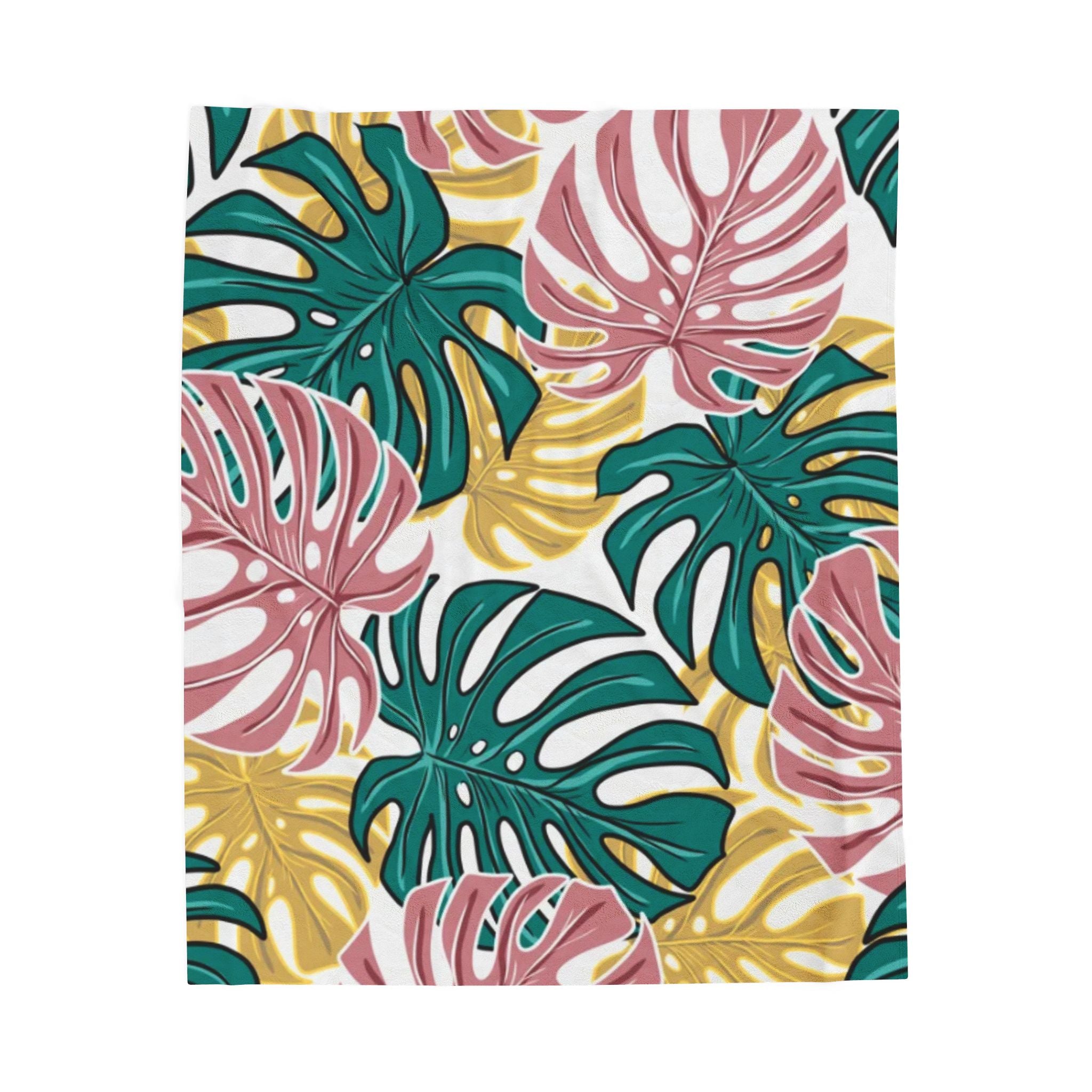Tropical Velveteen Plush Blanket | Soft & Cozy Throw for Relaxation, Home Decor, Gift, Tropical Vibe, Indoor Comfort, Every Season