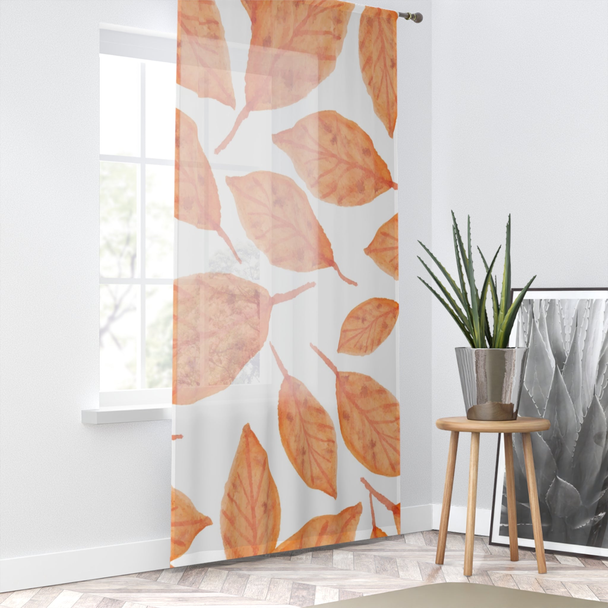 Autumn Leaf Window Curtain, Cozy Home Decor, Fall Decoration, Living Room Shade, Nature-Inspired Window Treatment