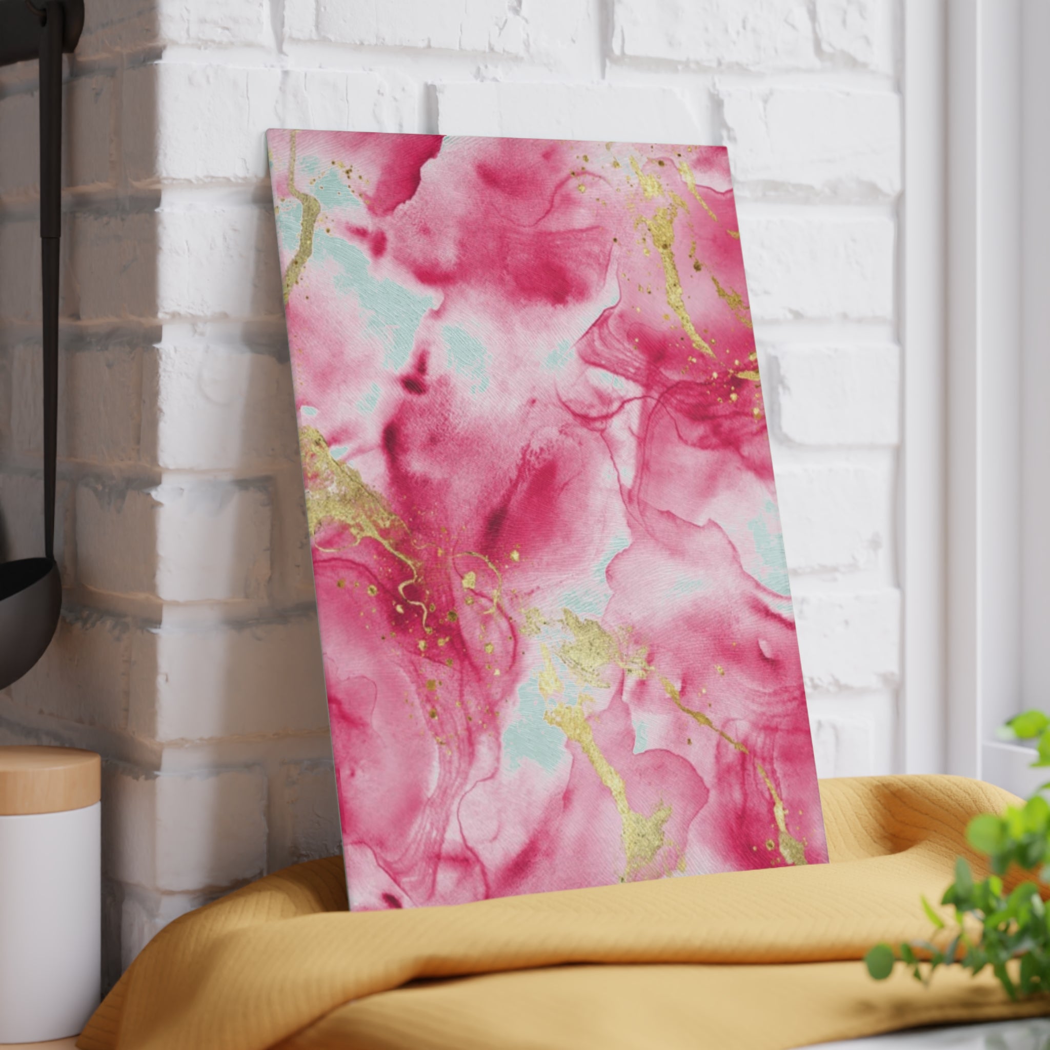 Elegant Pink Marble Glass Cutting Board | Kitchen Decor, Wedding Gift, Housewarming, Cooking Utensil, Unique Gift Idea