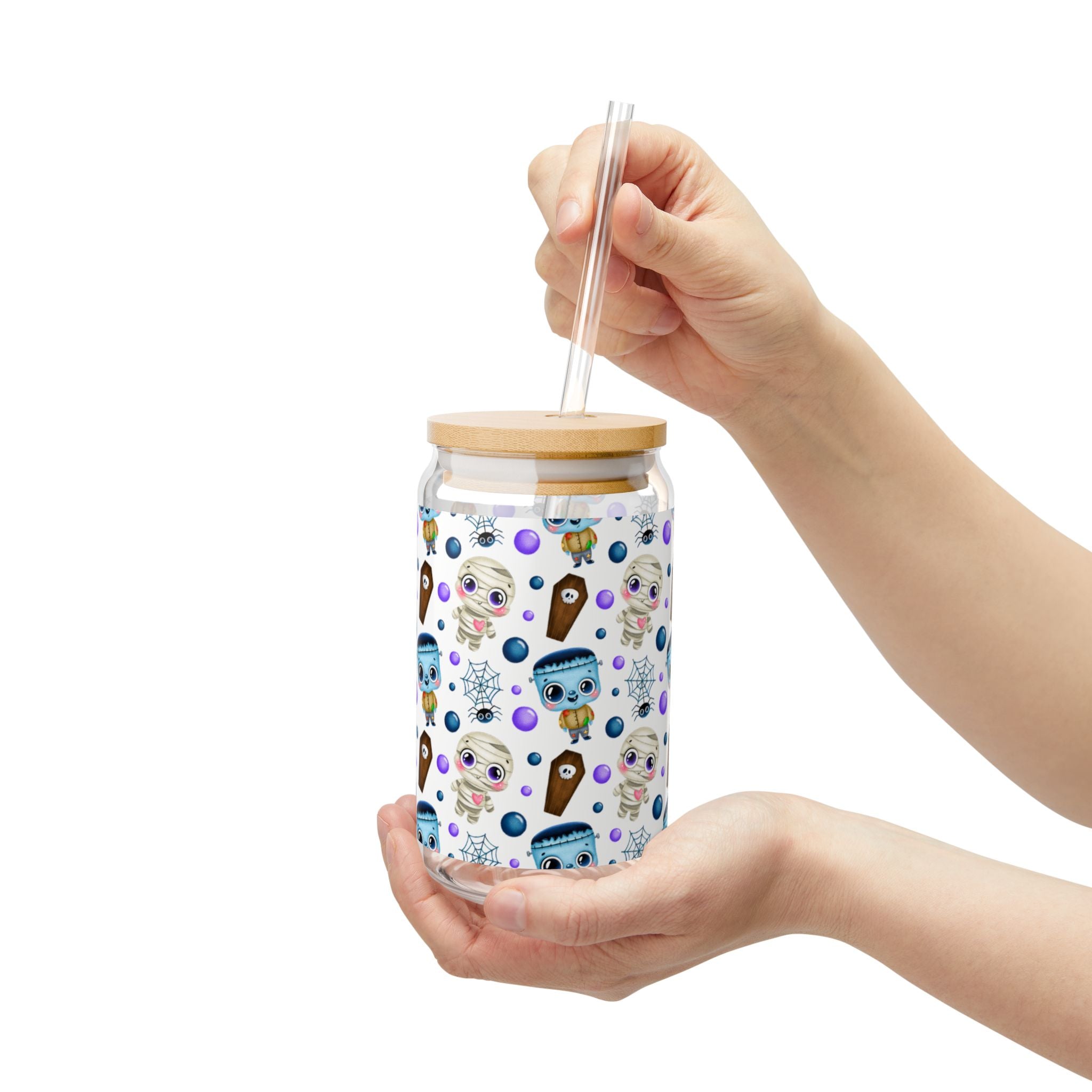 Whimsical Sipper Glass, 16oz | Cute Dessert Drinkware, Fun Party Glass, Unique Gift, Colorful Kitchen Decor, Summer Refreshments