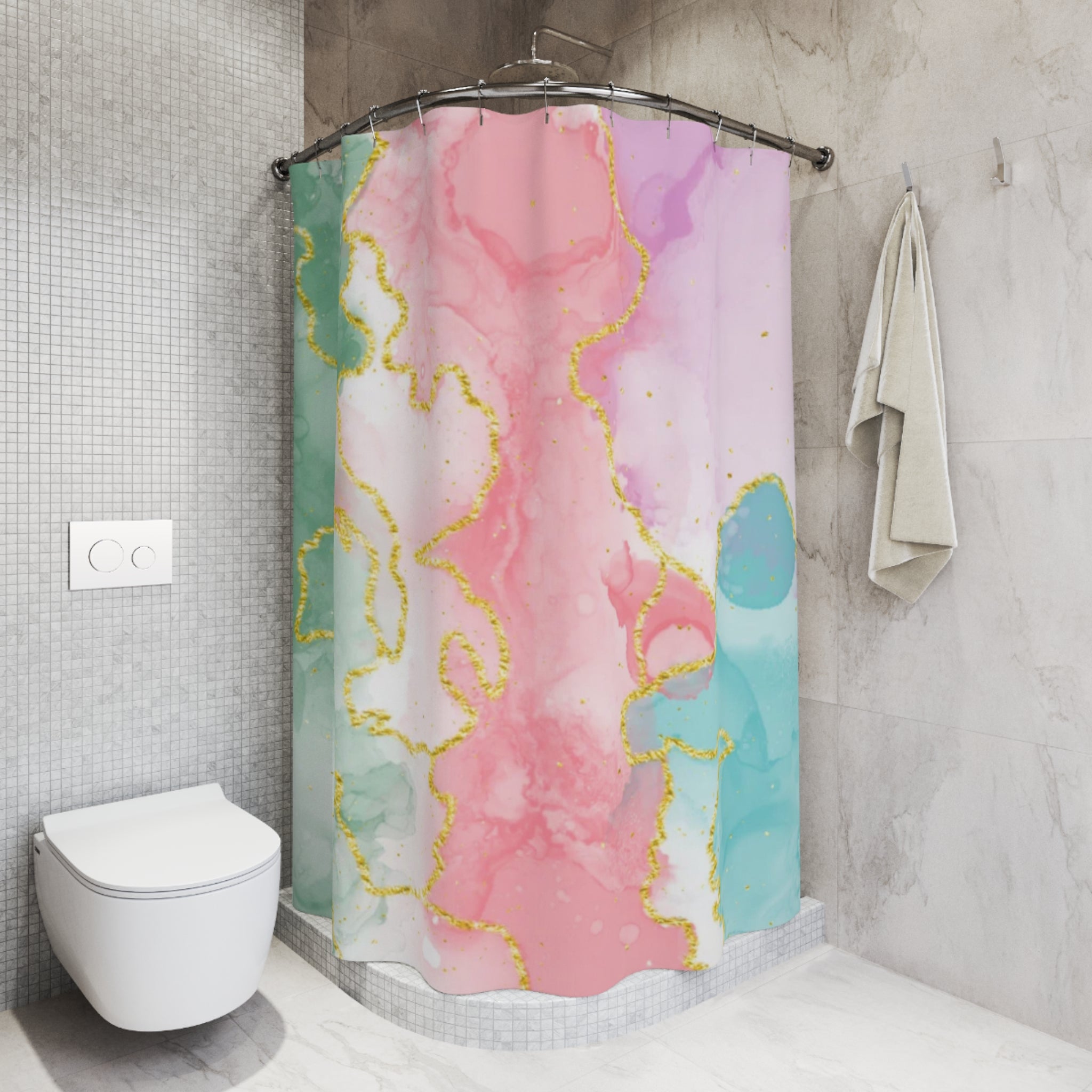 Watercolor Abstract Shower Curtain - Stylish Bathroom Decor, Modern Home, Gift for Friends, Wedding or Housewarming Gift, Colorful Design
