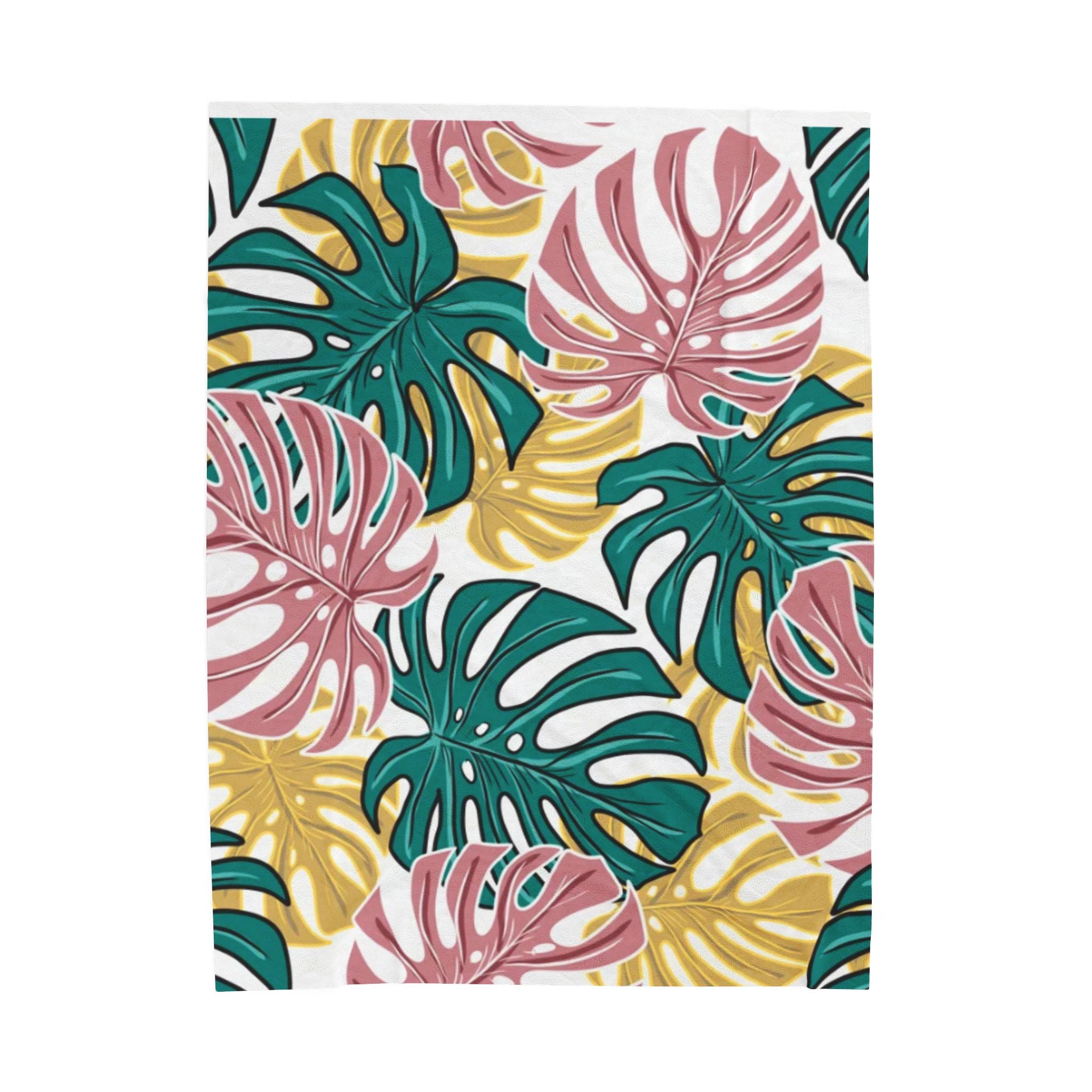 Tropical Velveteen Plush Blanket | Soft & Cozy Throw for Relaxation, Home Decor, Gift, Tropical Vibe, Indoor Comfort, Every Season