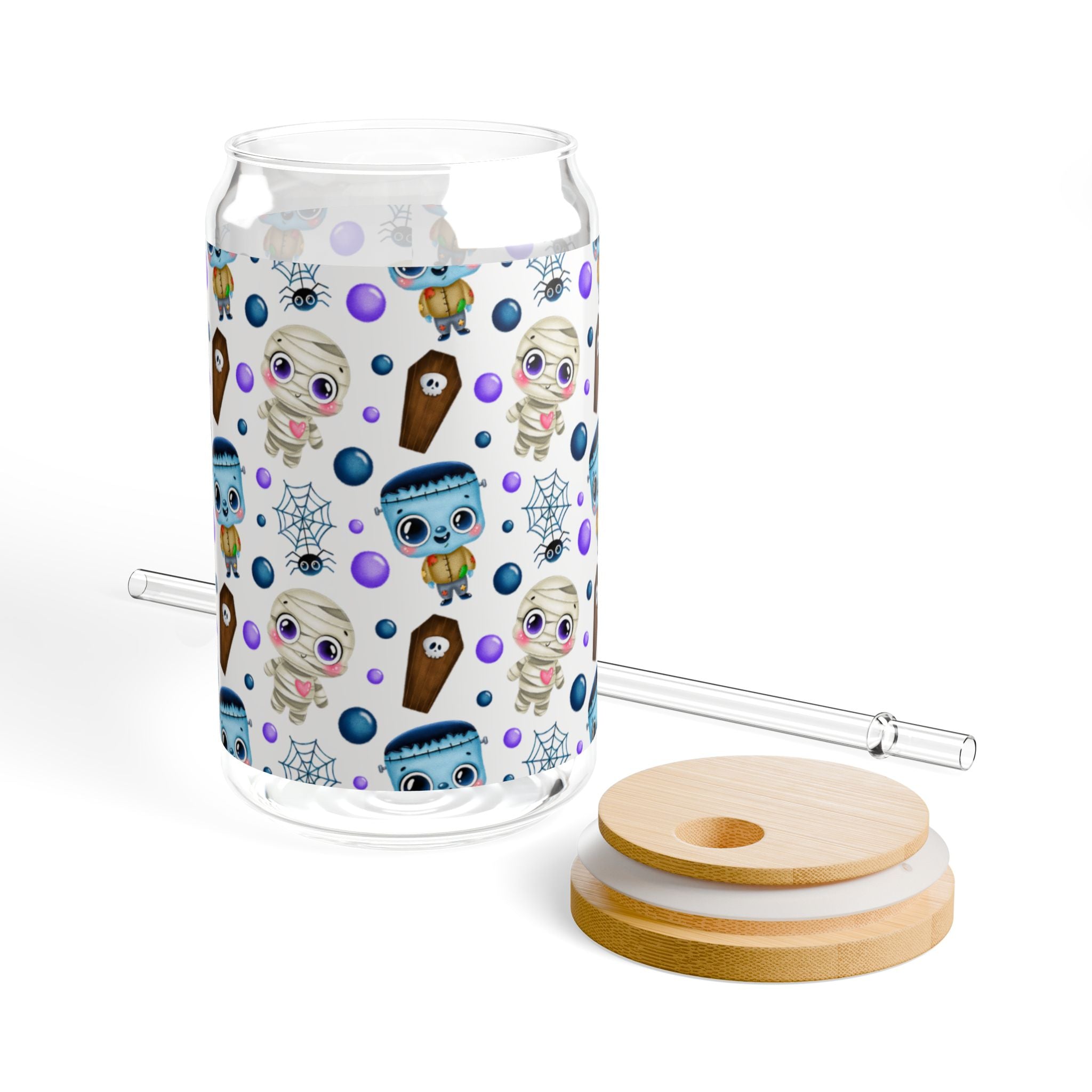 Whimsical Sipper Glass, 16oz | Cute Dessert Drinkware, Fun Party Glass, Unique Gift, Colorful Kitchen Decor, Summer Refreshments