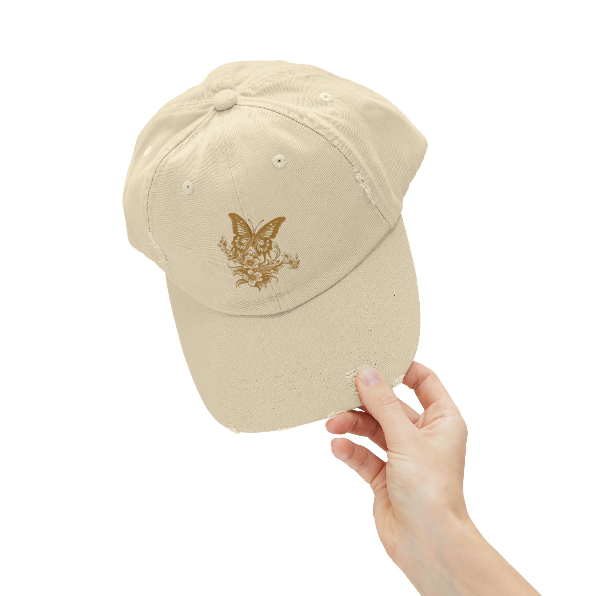 Distressed Butterfly Cap: Trendy Adjustable Hat for Outdoor Adventures, Casual Wear, Festivals, Gifts, Summer
