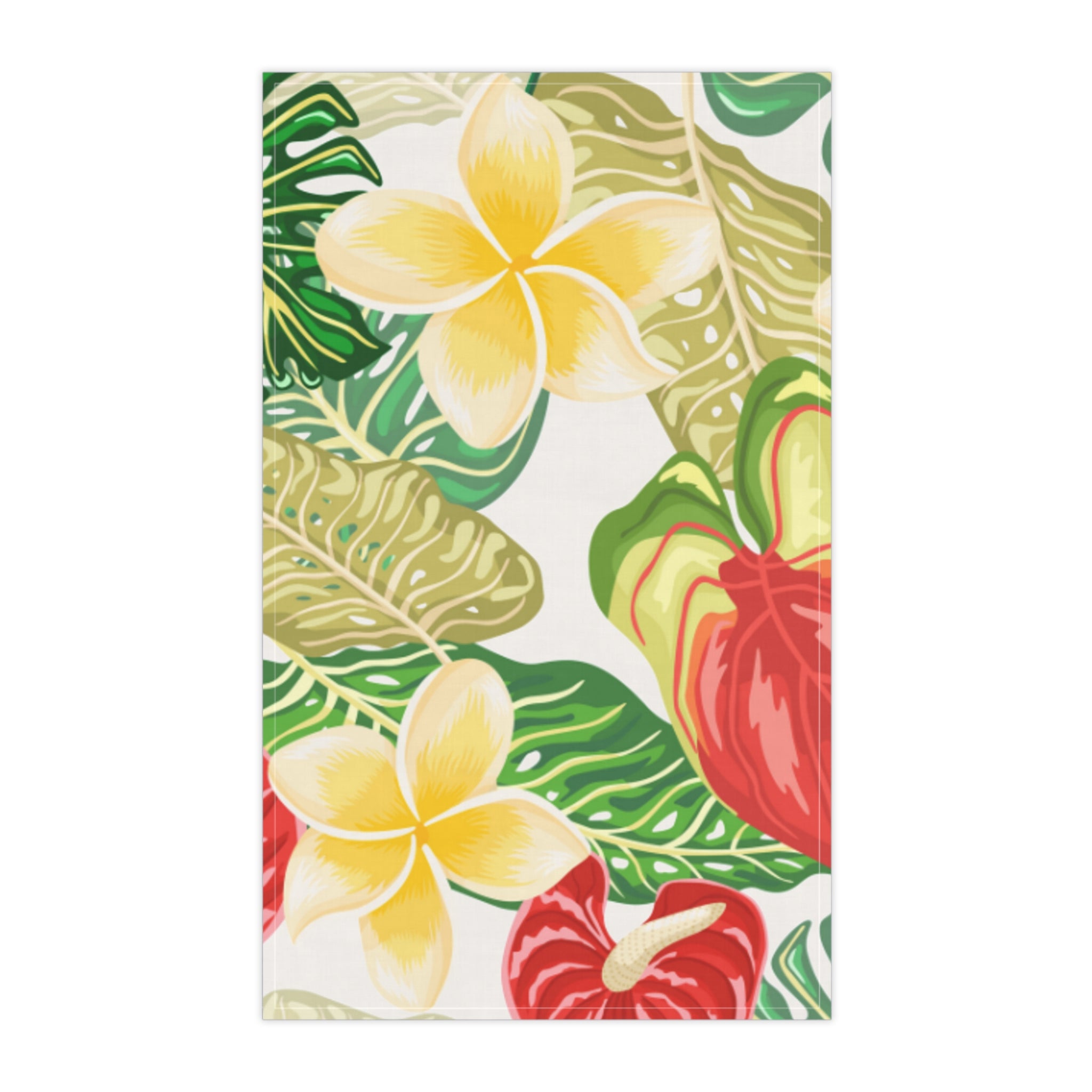 Tropical Floral Tea Towels, Kitchen Decor, Eco-Friendly Home, Gift for Hostess, Summer Kitchen Accessories, Plumeria Design
