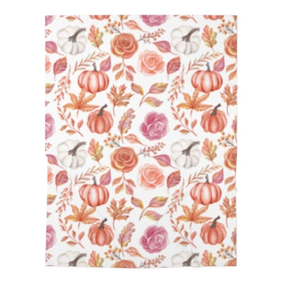 Autumn Floral Baby Swaddle Blanket - Cozy Baby Wrap for Fall, Newborn Gift, Shower Present, Nursery Decor, Pumpkin and Rose Design