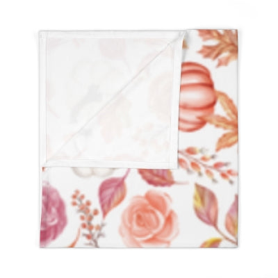 Autumn Floral Baby Swaddle Blanket - Cozy Baby Wrap for Fall, Newborn Gift, Shower Present, Nursery Decor, Pumpkin and Rose Design