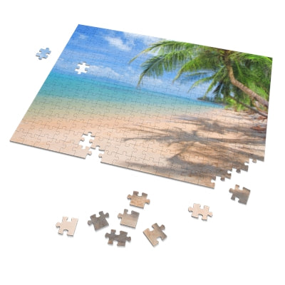 Beach Paradise Jigsaw Puzzle with Tin, Relaxing Home Decor, Family Game Night, Gift for Puzzle Lovers, Coastal Relaxation