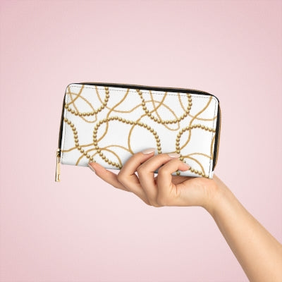 Chic Gold Beaded Zipper Wallet, Elegant Clutch for Women, Perfect Gift for Celebrations, Stylish Organizer for Essentials, Trendy Accessory