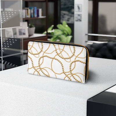 Chic Gold Beaded Zipper Wallet, Elegant Clutch for Women, Perfect Gift for Celebrations, Stylish Organizer for Essentials, Trendy Accessory