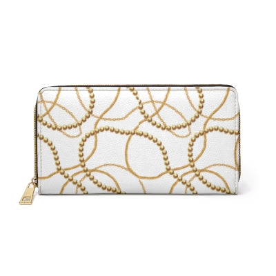 Chic Gold Beaded Zipper Wallet, Elegant Clutch for Women, Perfect Gift for Celebrations, Stylish Organizer for Essentials, Trendy Accessory