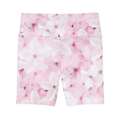 Floral Women's Workout Shorts, Pink Blossom Activewear, Exercise Shorts, Fitness Gear, Summer Running Shorts