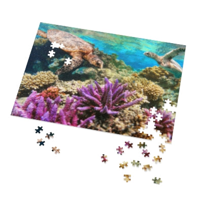 Ocean Life Jigsaw Puzzle, Sea Turtle Puzzle, Coral Reef Gift, Family Fun Activity, Puzzle for Kids & Adults, Ocean Decor