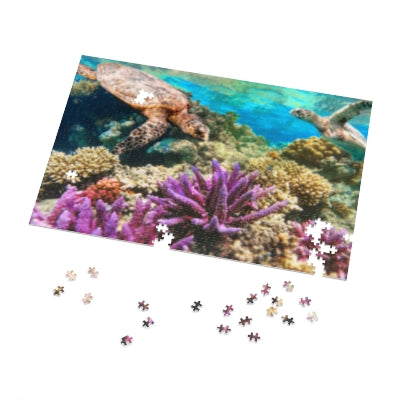 Ocean Life Jigsaw Puzzle, Sea Turtle Puzzle, Coral Reef Gift, Family Fun Activity, Puzzle for Kids & Adults, Ocean Decor