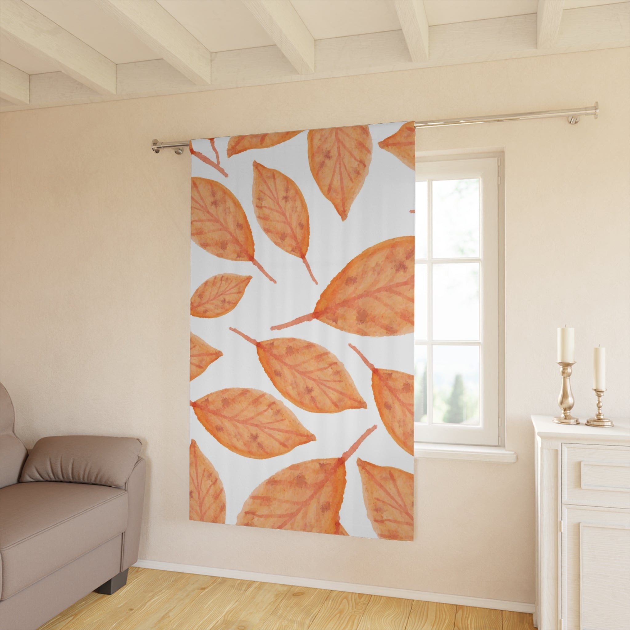 Autumn Leaves Window Curtain, Fall Decor, Home Aesthetic, Living Room Accessory, Seasonal Home Textile