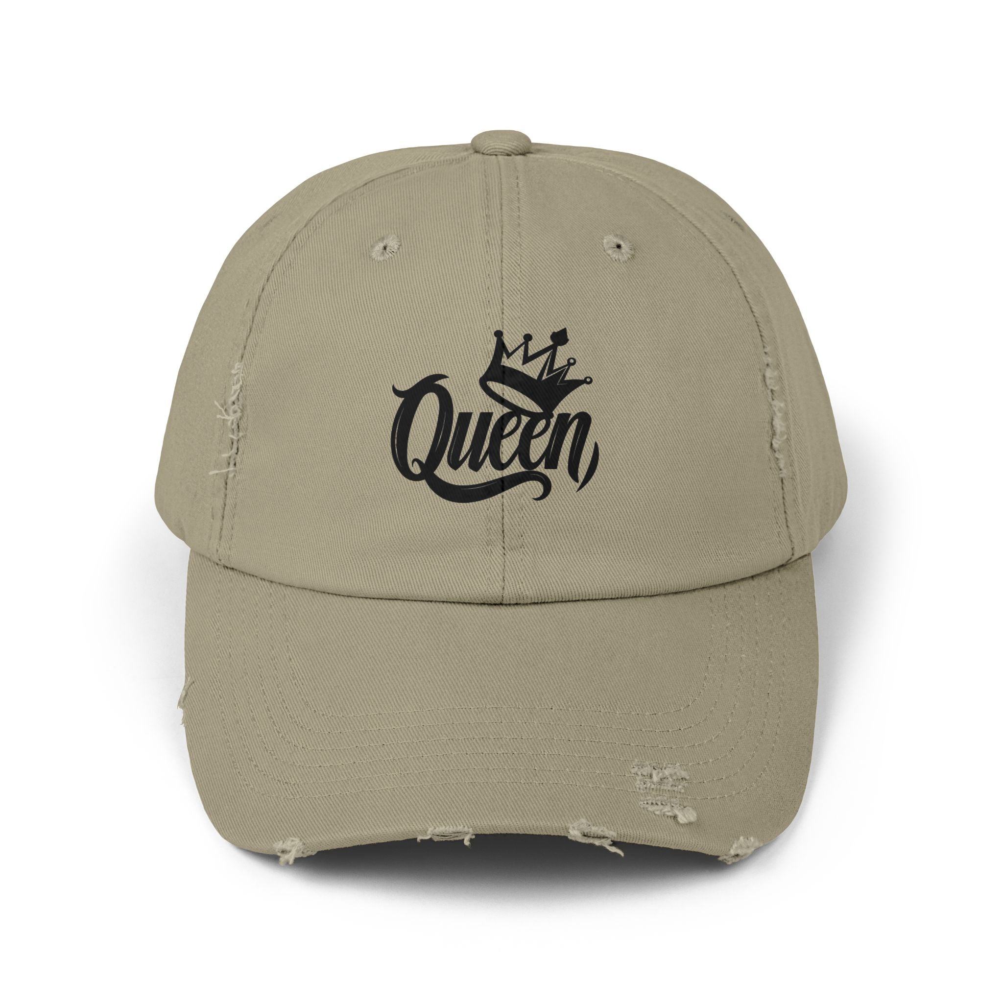 Queen Distressed Cap - Trendy Hat for Women, Casual Wear, Birthday Gift, Self-Care, Queen Vibes