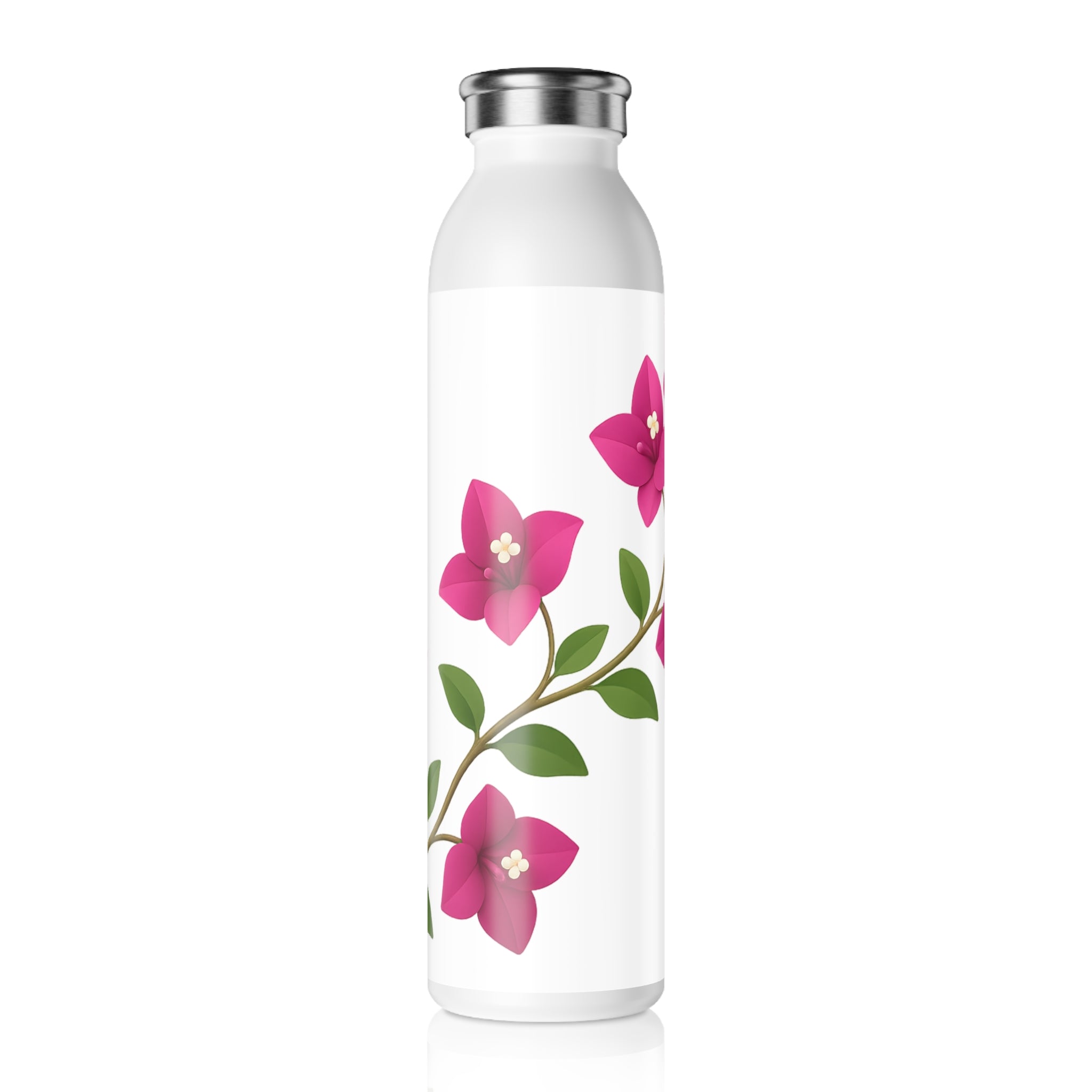 Floral Slim Water Bottle, Eco-Friendly Travel Mug, Leak-Proof Floral Bottle, Personalized Water Container, Gift for Her, Fitness Bottle
