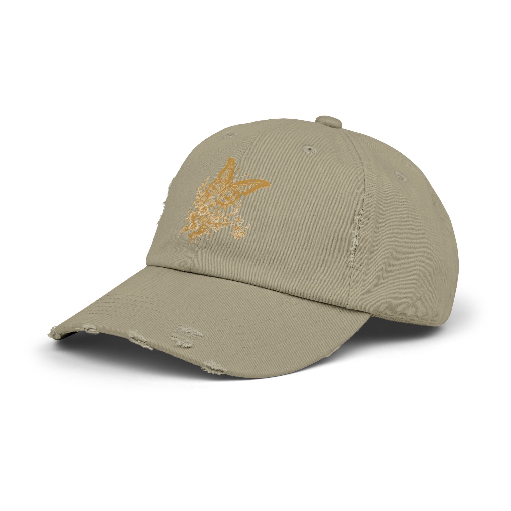 Distressed Butterfly Cap: Trendy Adjustable Hat for Outdoor Adventures, Casual Wear, Festivals, Gifts, Summer