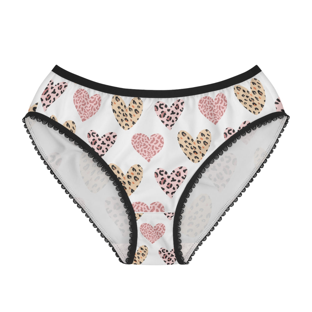 Cute Heart Print Women's Briefs, Comfortable Lingerie, Valentine's Day Gift, Everyday Essentials, Animal Print Undergarments