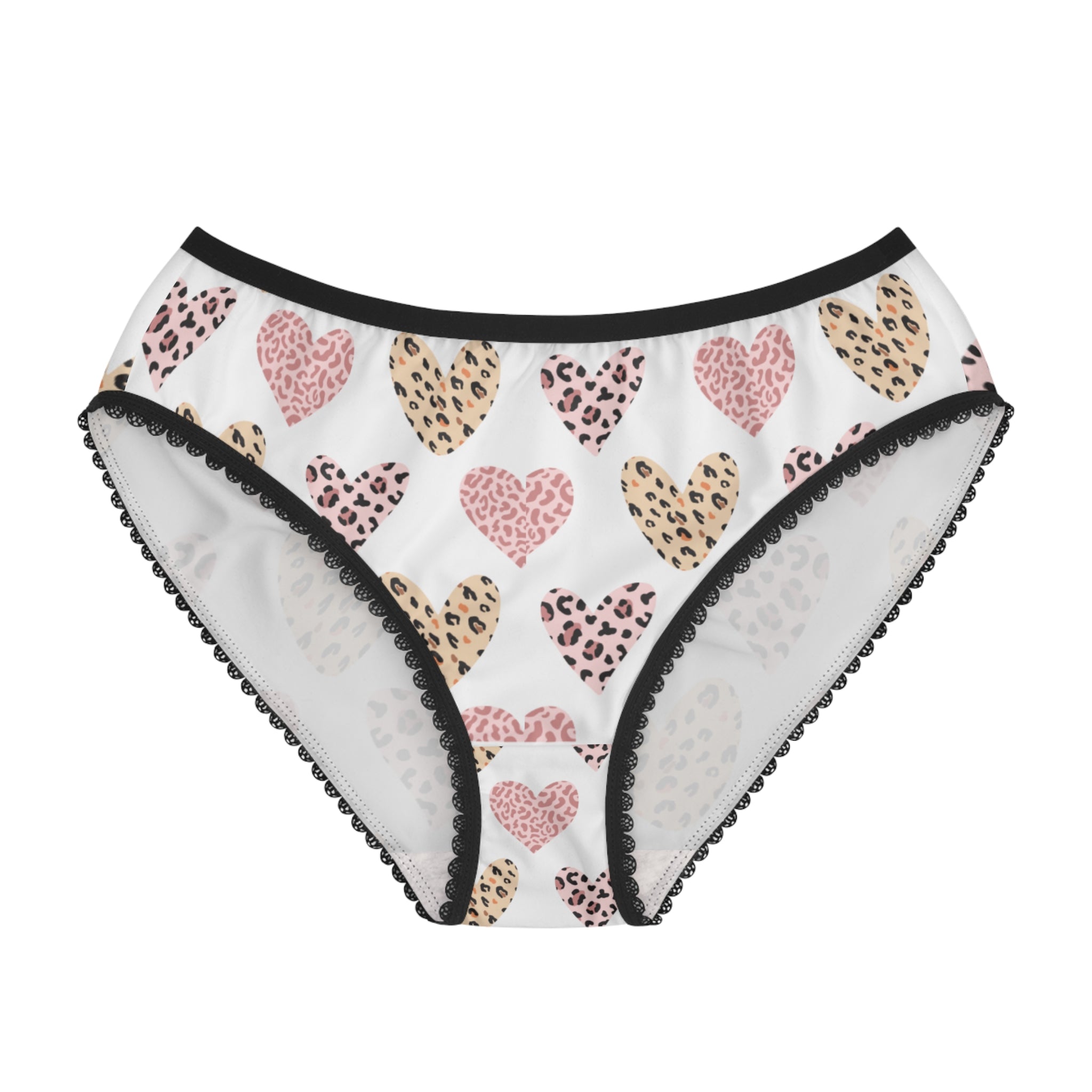 Cute Heart Print Women's Briefs, Comfortable Lingerie, Valentine's Day Gift, Everyday Essentials, Animal Print Undergarments