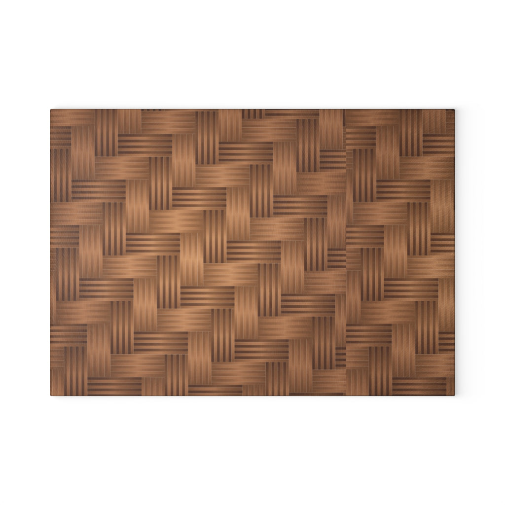 Stylish Glass Cutting Board with Woven Design, Kitchen Decor, Gift for Chefs, Housewarming Present, Elegant Cooking Accessory