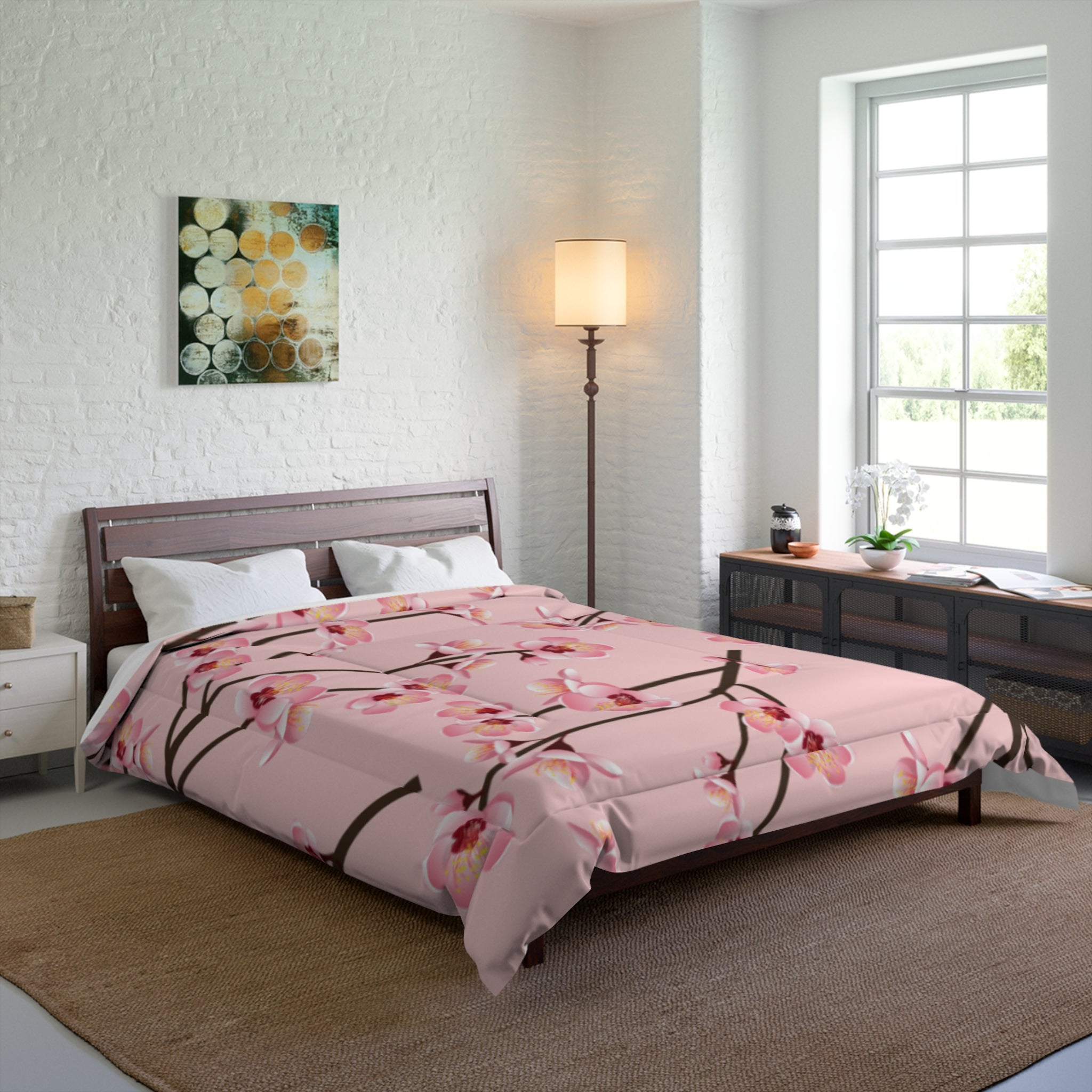 Blossom Pink Comforter, Floral Bedding, Spring Decor, Cozy Bedroom, Mother’s Day Gift, Soft Quilt