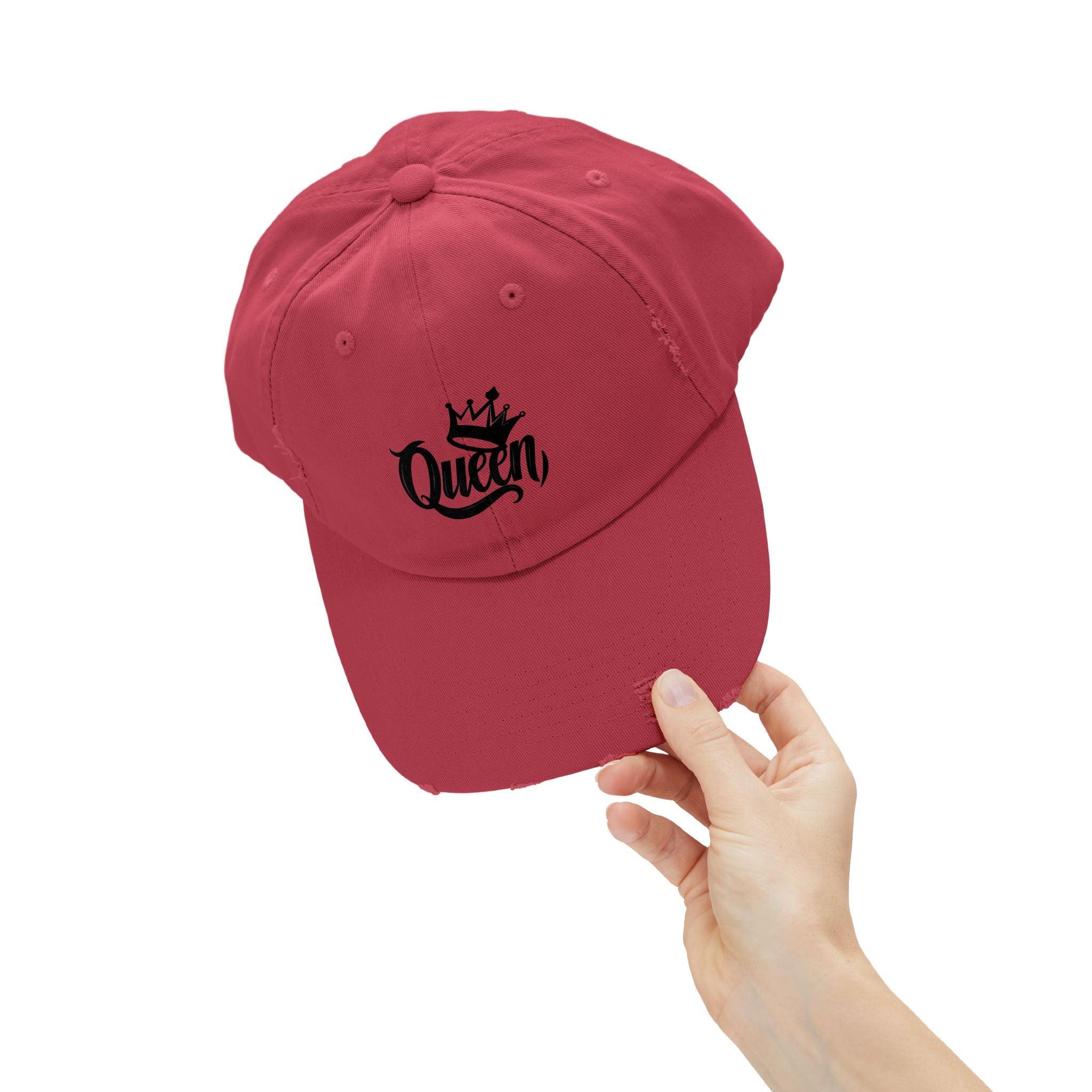 Queen Distressed Cap - Trendy Hat for Women, Casual Wear, Birthday Gift, Self-Care, Queen Vibes
