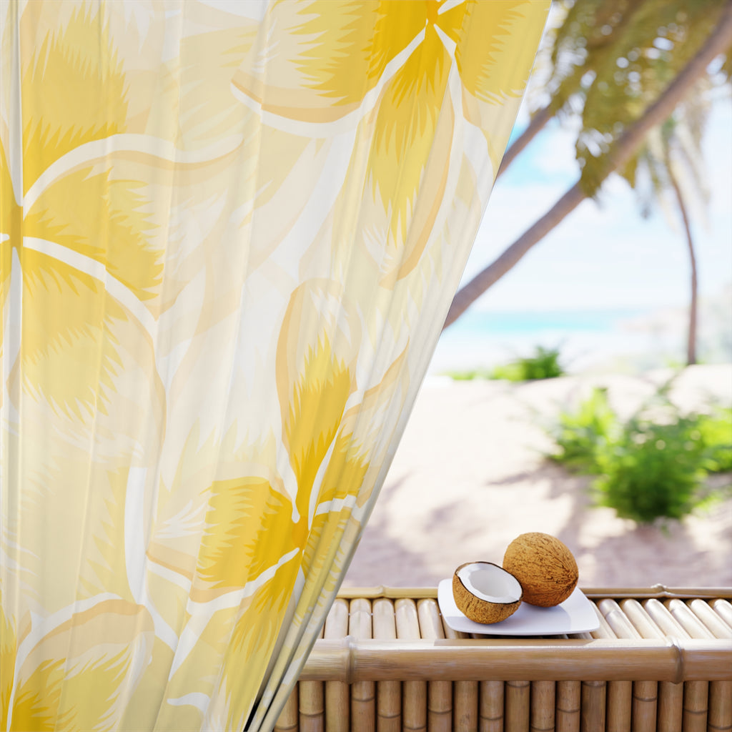 Bright Floral Window Curtains, Yellow Flower Curtains, Home Decor, Summer Living Room, Tropical Vibe