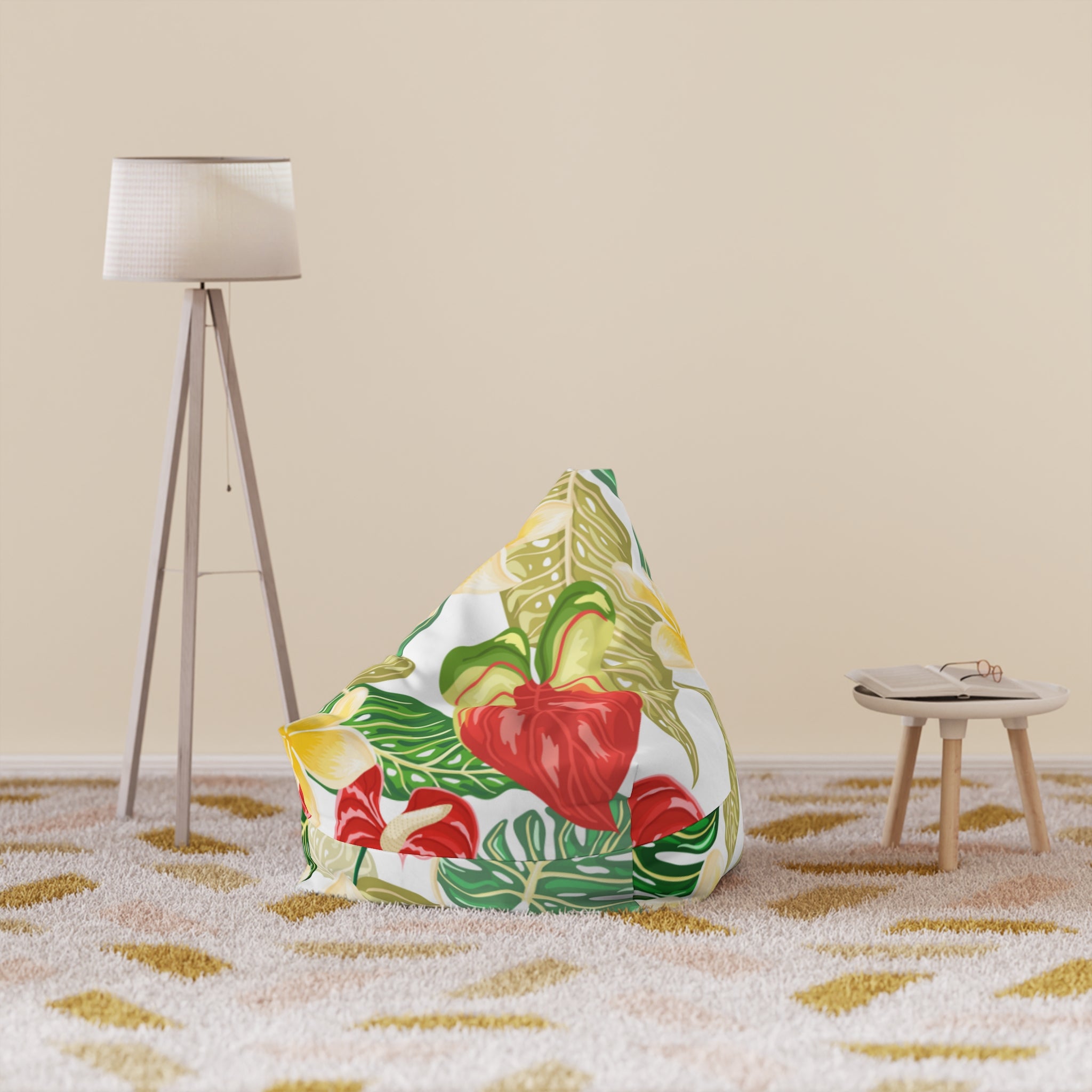 Tropical Bean Bag Chair Cover, Indoor Lounger, Fun Home Decor, Cozy Reading Nook, Summer Vibes, Gift for Kids