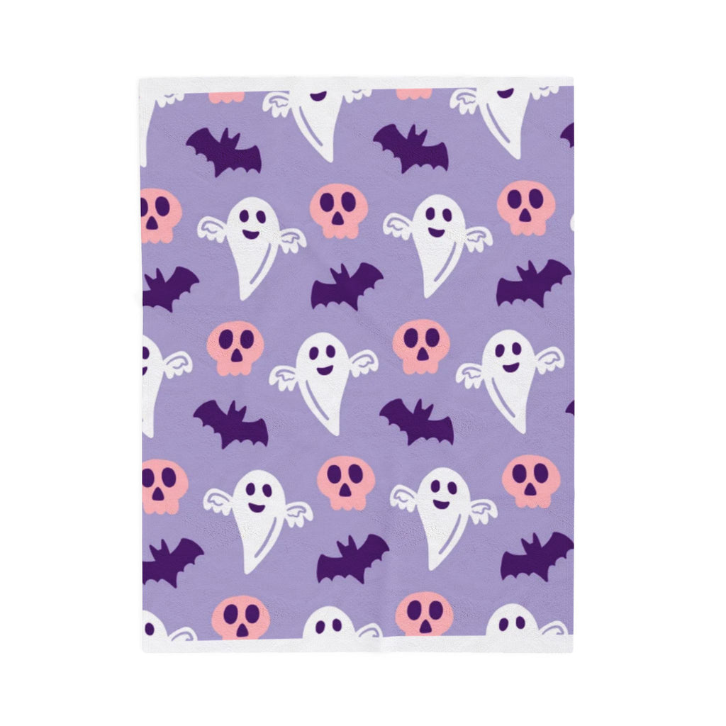 Ghost & Skull Velveteen Plush Blanket | Cozy Halloween Decor, Soft Throw Blanket, Ghostly Gift, Kids Blanket, Spooky Home